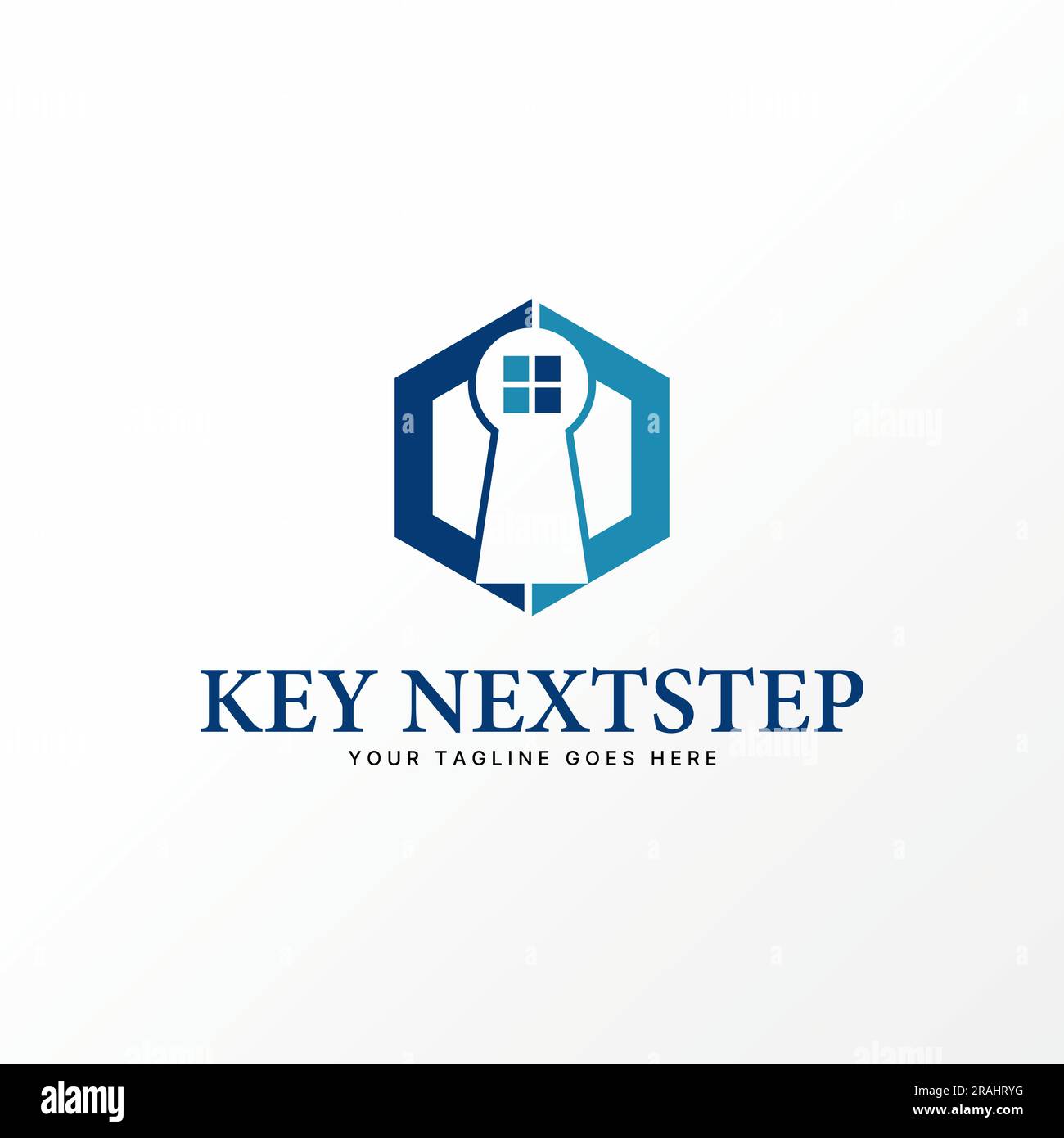 Logo Design Grafikkonzept kreativ Abstraktes Premium Vektormaterial Sechskant mit Lochschlüssel und Fenster. Im Zusammenhang mit Immobiliengeschäft Wohnhaus Real Stock Vektor