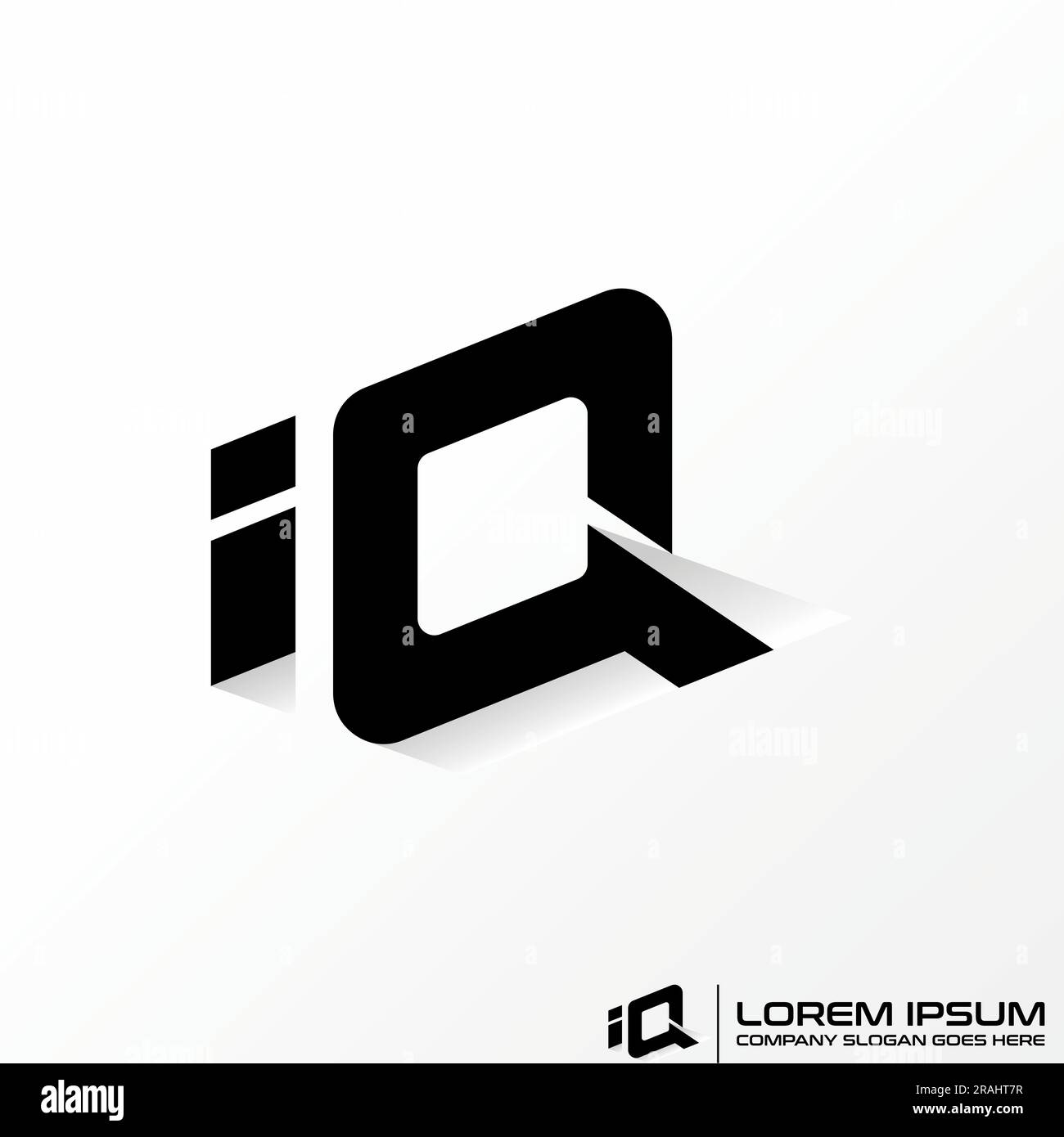 Logo Design Grafikkonzept kreativ Abstract Premium-Vektormaterial IQ Font 3D mit Schatten. Steht im Zusammenhang mit der Typografie, der ersten Monogrammtechnik Stock Vektor