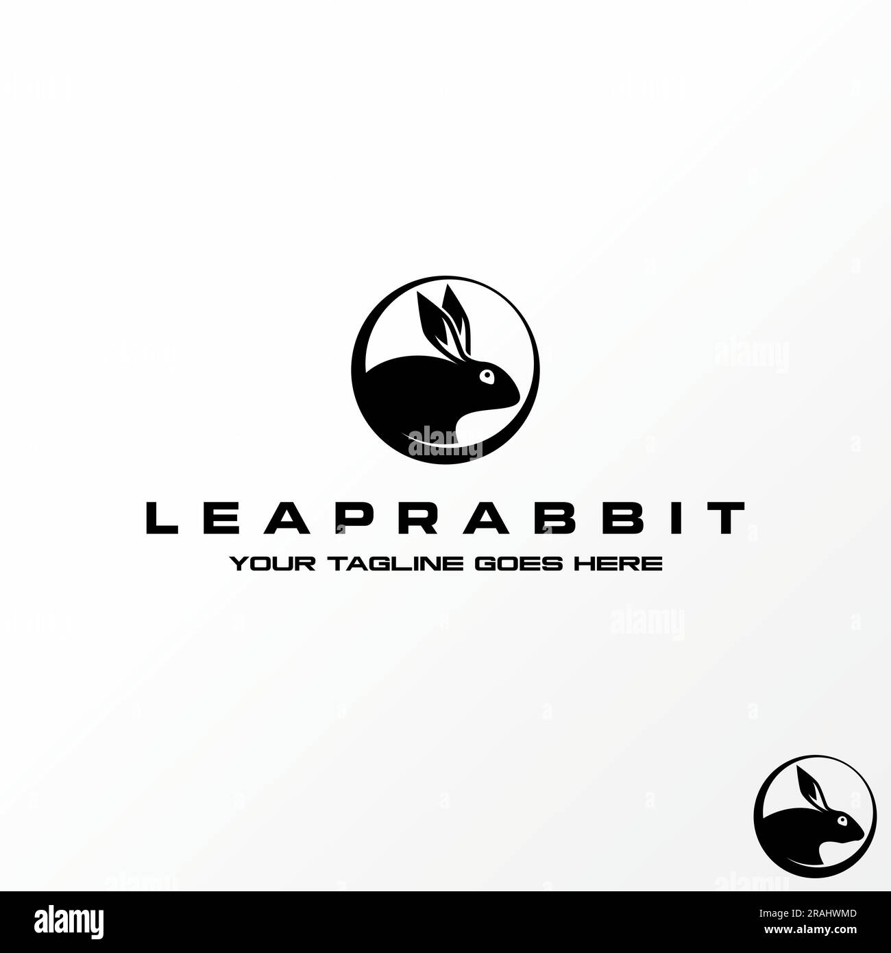 Logo Design Grafikkonzept kreativ Abstrakt Premium-freie Vektorvieh Kopf und Ohren stehen Kaninchen auf der Kreislinie in Bezug auf aktive Tiere und Bauernhof Stock Vektor