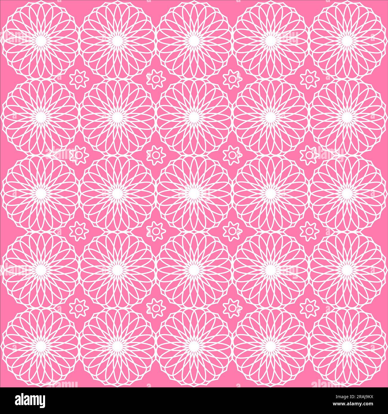 Muster mit abstrakten weißen Blumen auf rosa Hintergrund Stockfoto