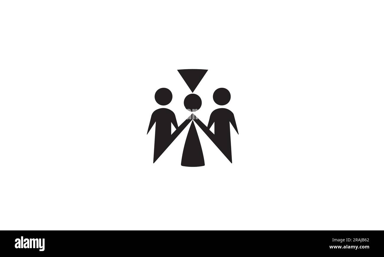 Abstraktes Symbol für Menschen, Zusammengehörigkeit und Gemeinschaftskonzept Design Schwarz einfaches flaches Symbol auf weißem Hintergrund Stock Vektor