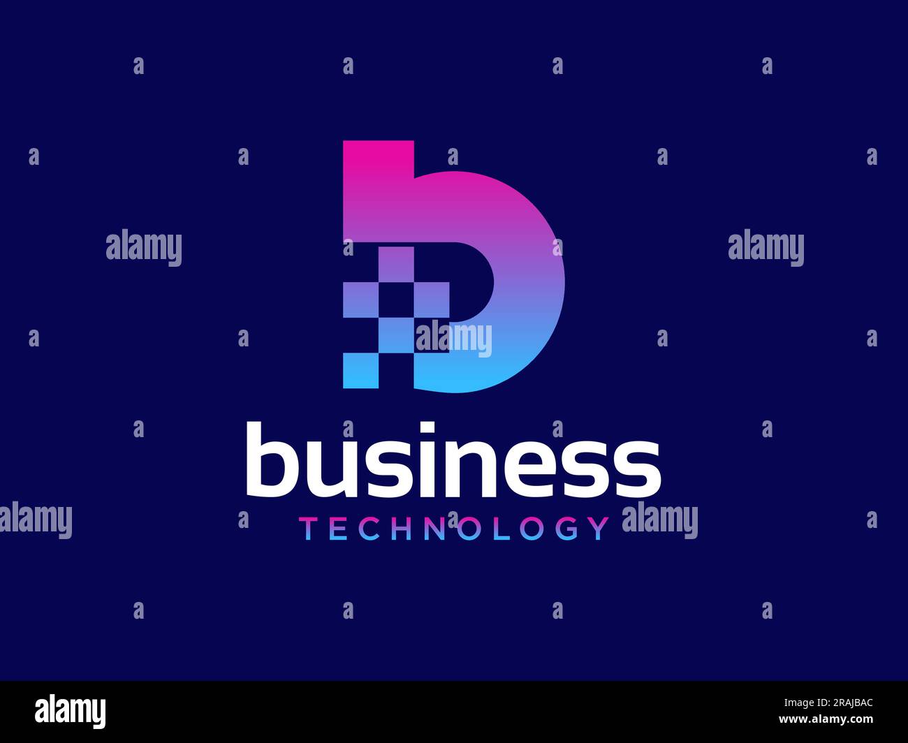 Abstraktes Design mit Buchstabe B und modernem Logo. Kreatives Logo mit hellen Farbverläufen isoliert auf blauem Hintergrund. Vektordarstellung Stock Vektor