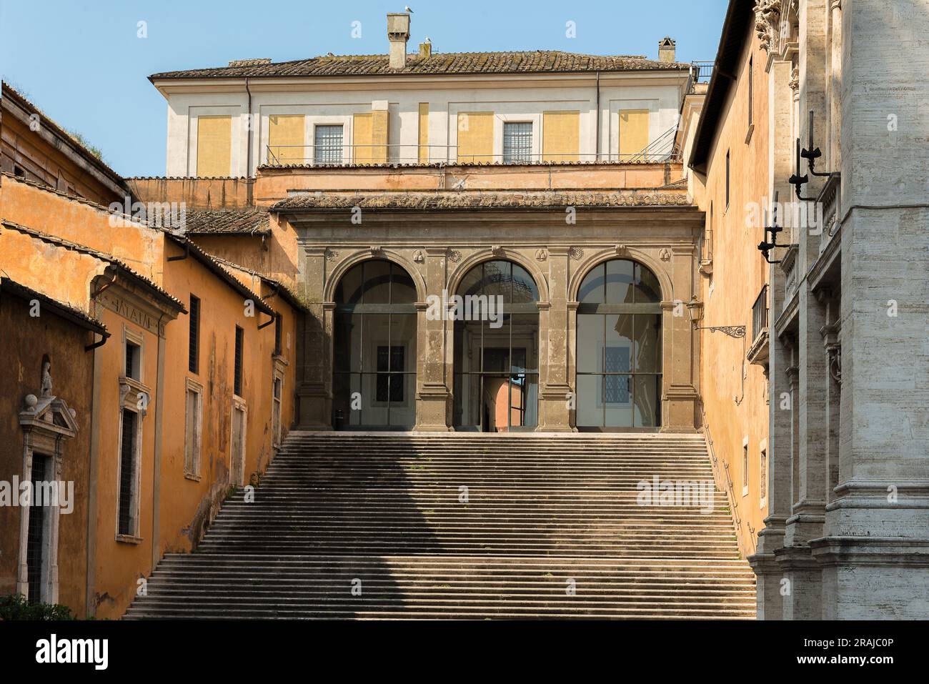 Treppe auf der Piazza del Campidoglio in Rom, Italien Stockfoto