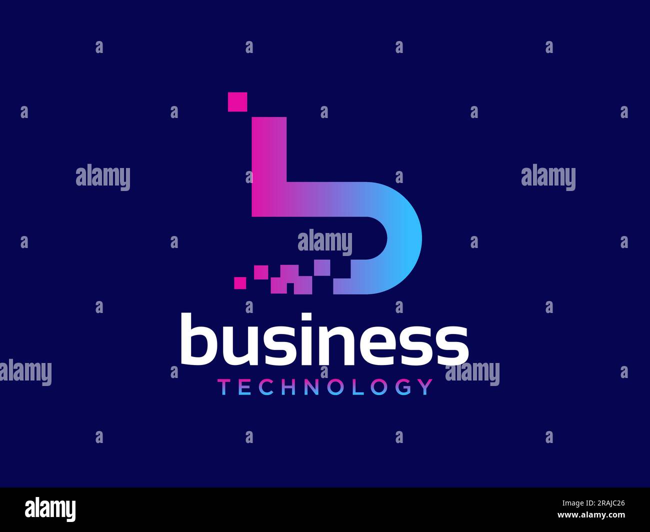 Abstraktes Design mit Buchstabe B und modernem Logo. Kreatives Logo mit hellen Farbverläufen isoliert auf blauem Hintergrund. Vektordarstellung Stock Vektor