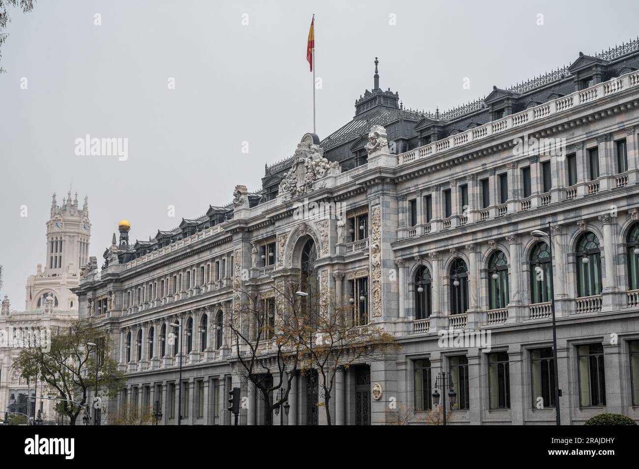 Gebäude der Bank von Spanien in der Alcala-Straße in Madrid Stockfoto