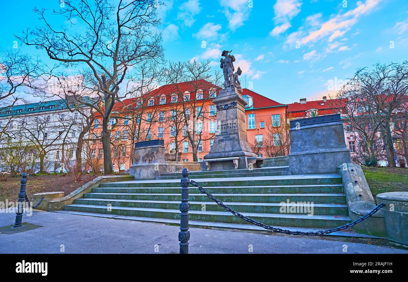 Denkmal für Benedikt Roezl im Park auf dem Karlsplatz in Nove Mesto, Prag, Tschechien Stockfoto