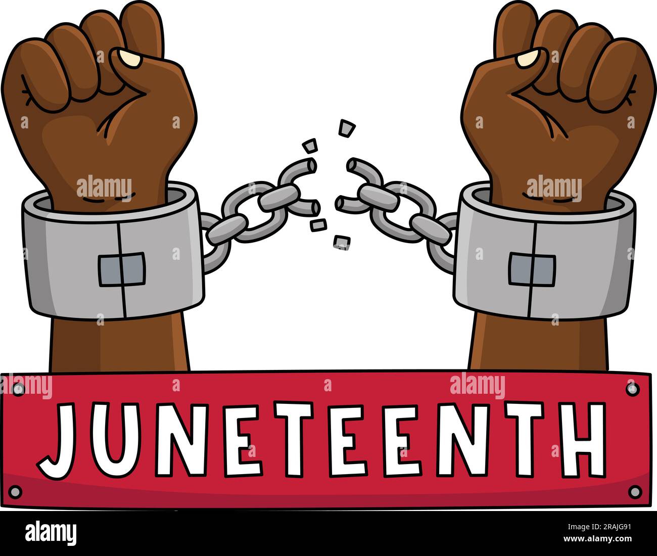 Broken Chains Juneteenth Cartoon Colored Clipart Stock Vektor