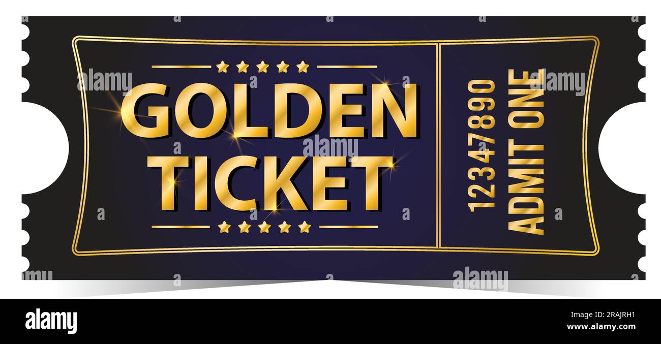 Goldene Kinokarten. Gutscheine für Goldfilm, Park oder Theater. Ticket-Vorlage für realistische Vektoren Stock Vektor