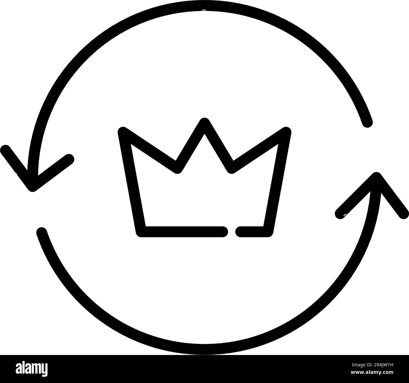 Premium-Mitglieder sammeln Bonuspunkte. Treueprogramm für Kunden. Krone in Aktualisierungspfeilen. Pixel Perfect, bearbeitbares Symbol Stock Vektor