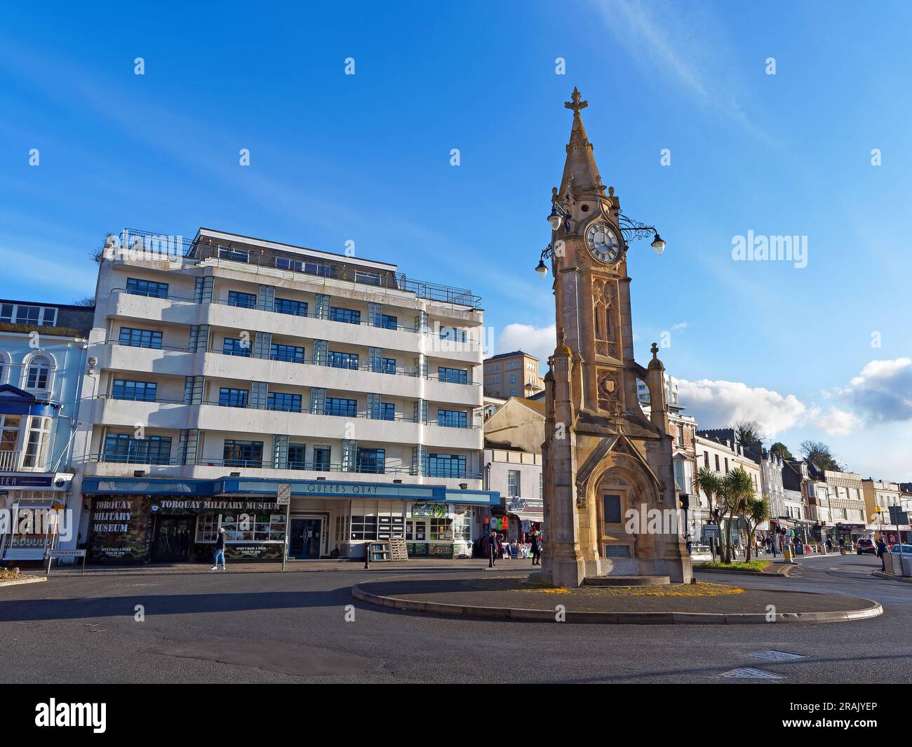Großbritannien, Devon, Torquay, Mallock Memorial Clock Tower. Stockfoto