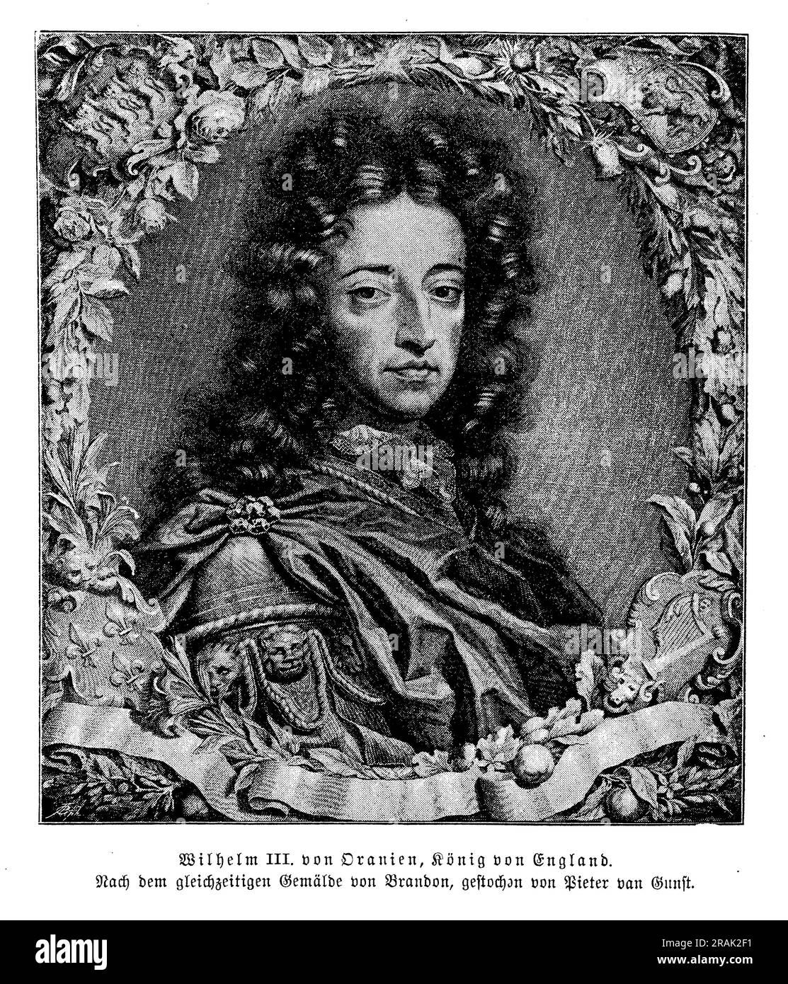 William III. Von Orange, auch bekannt als William von Orange-Nassau, war ein niederländischer Prinz, der von 1689 bis zu seinem Tod im Jahr 1702 als König von England, Schottland und Irland regierte. Er wurde König im Rahmen der glorreichen Revolution, die den Sturz seines Schwiegervaters, James II., und die Gründung einer konstitutionellen Monarchie in England erlebte. William wird für seine militärischen Fähigkeiten, sein Engagement für den Protestantismus und seine Bemühungen, Europa gegen die expansionistischen Ambitionen von Ludwig XIV. Von Frankreich zu vereinen, in Erinnerung gerufen. Stockfoto