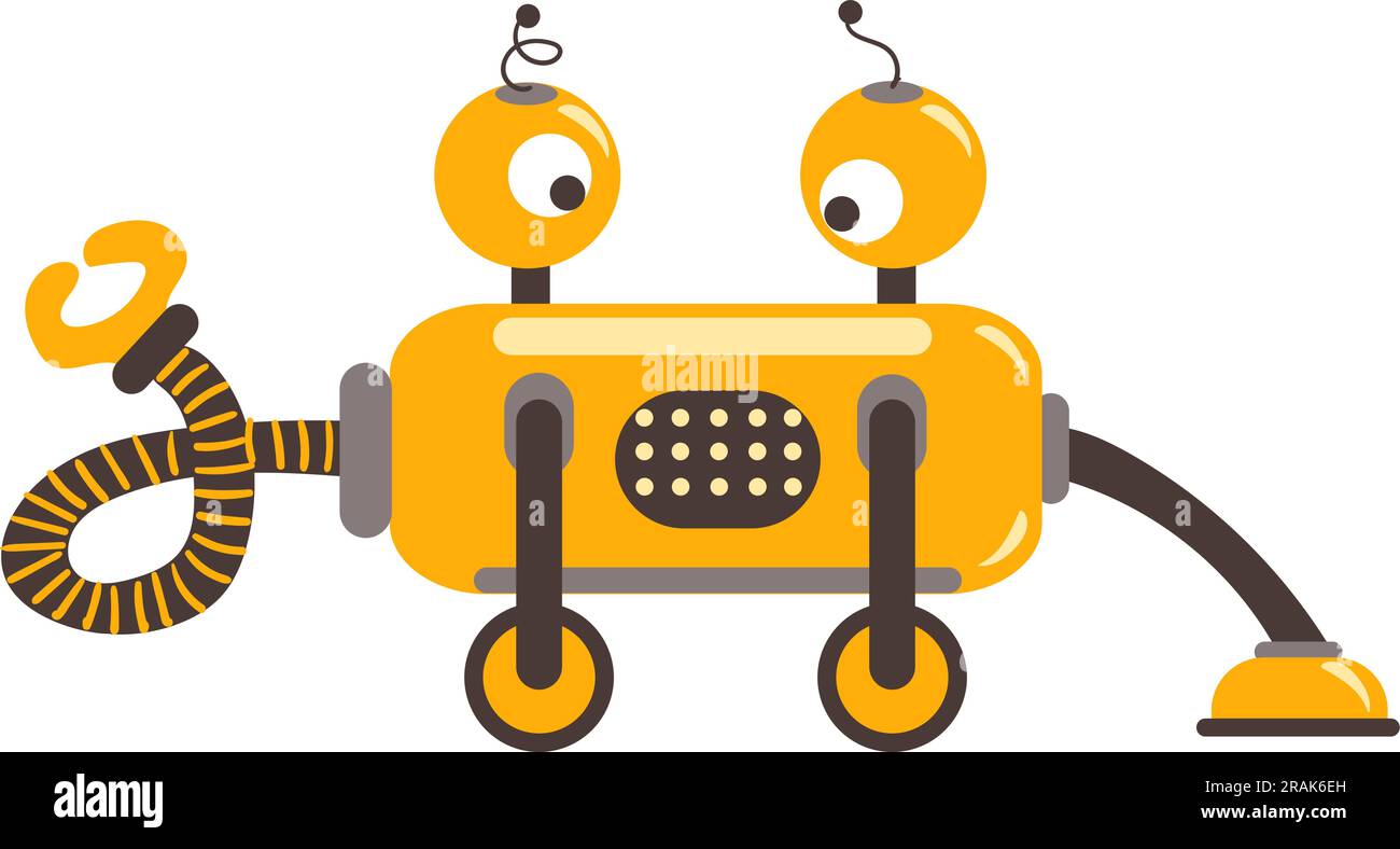 Süßer gelber Roboter. Bot helfen. Cartoon-Maschine Stock Vektor