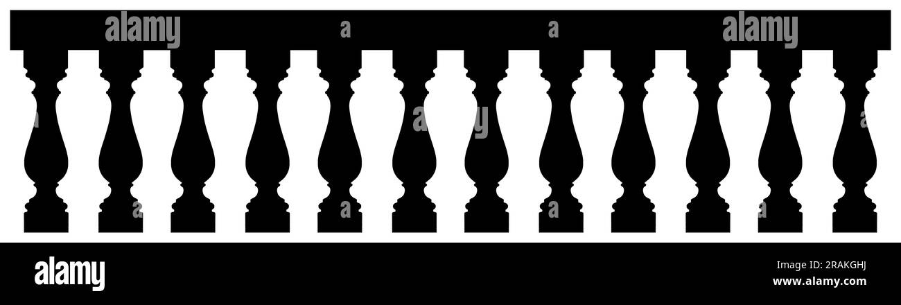 Italienischer Klassiker Balustrade – Nahtloses Musterkonzept auf weißem Hintergrund für einfache Auswahl nützlich für das Rendering. Stockfoto