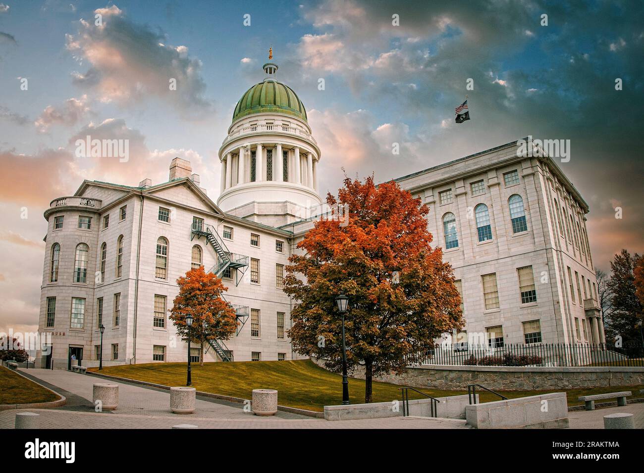 Das State Capitol in Augusta, Maine, der 23. Staat, der im März 1820 in die Vereinigten Staaten zugelassen wurde. Stockfoto