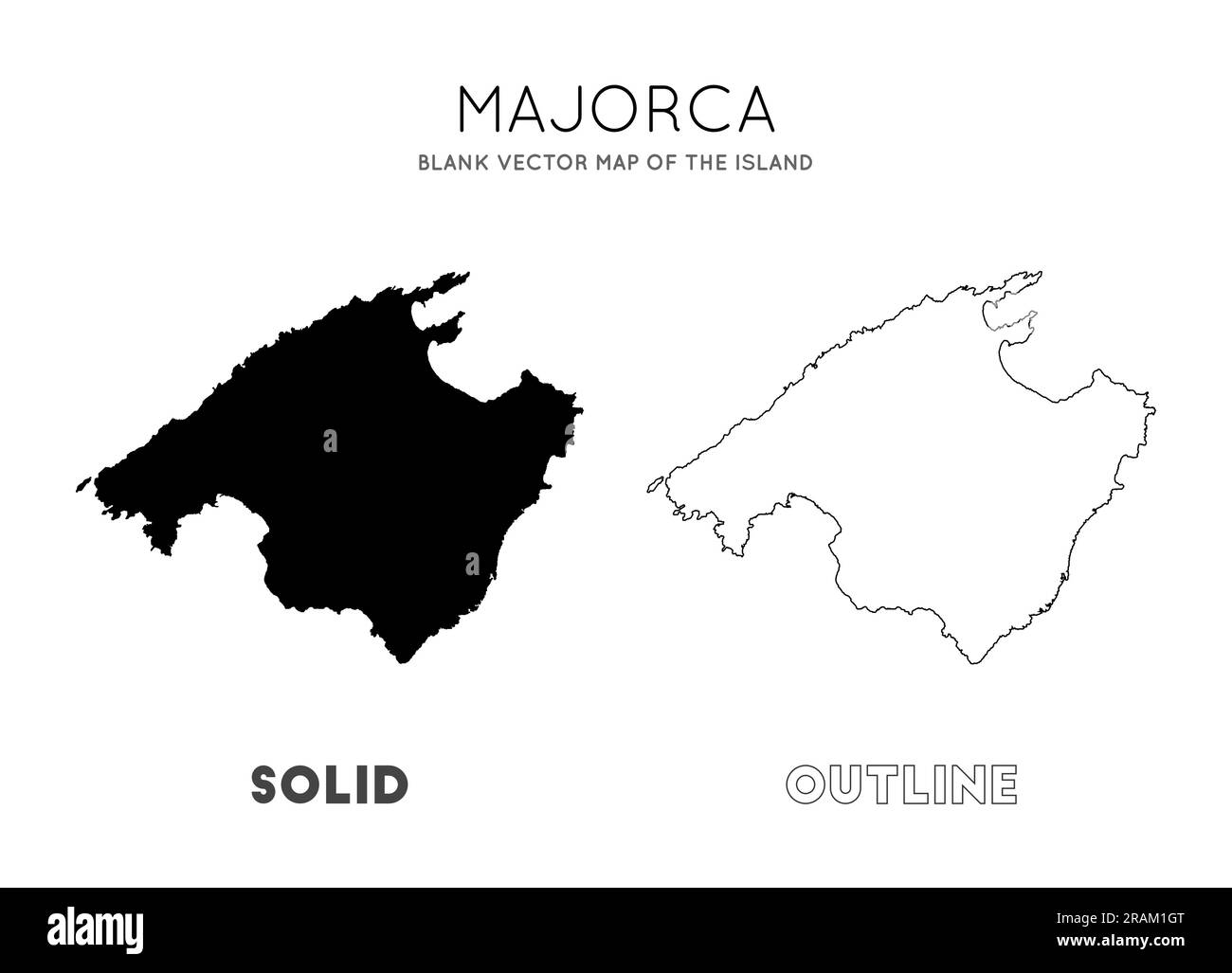 Mallorca-Karte. Leere Vektorkarte der Insel. Borders of Mallorca für Ihre Infografik. Vektordarstellung. Stock Vektor