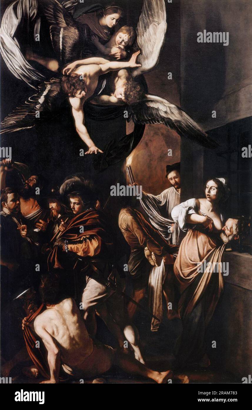 Die sieben Werke der Barmherzigkeit 1607 von Caravaggio Stockfoto