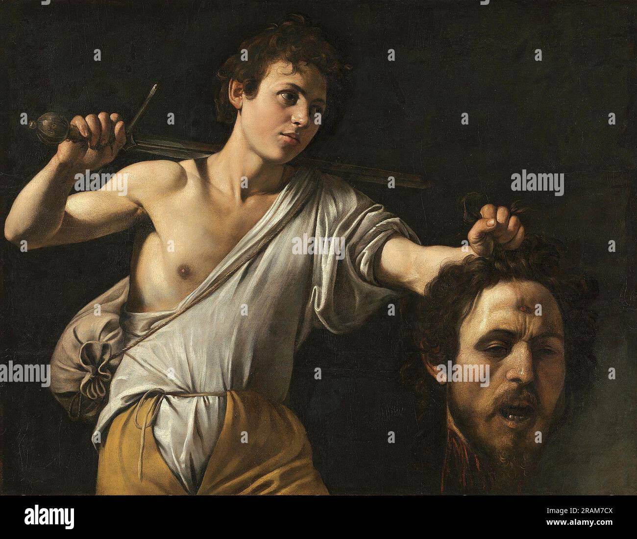 David mit dem Chef von Goliath 1610 von Caravaggio Stockfoto