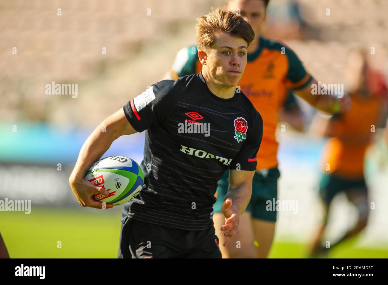 Kapstadt, SÜDAFRIKA - Dienstag, 04. Juli 2023, Charlie Bracken von England während des World Rugby U20 Championship-Spiels zwischen Australien und England im Athlone Stadium in Kapstadt, Südafrika. Stockfoto