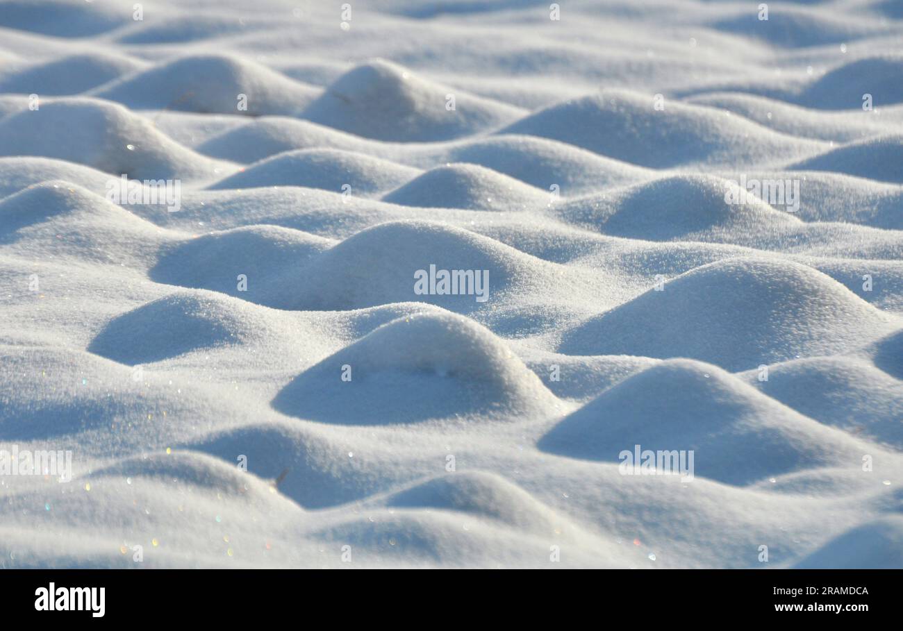 Winterlandschaft mit Schatten nach dem ersten Schneefall Stockfoto