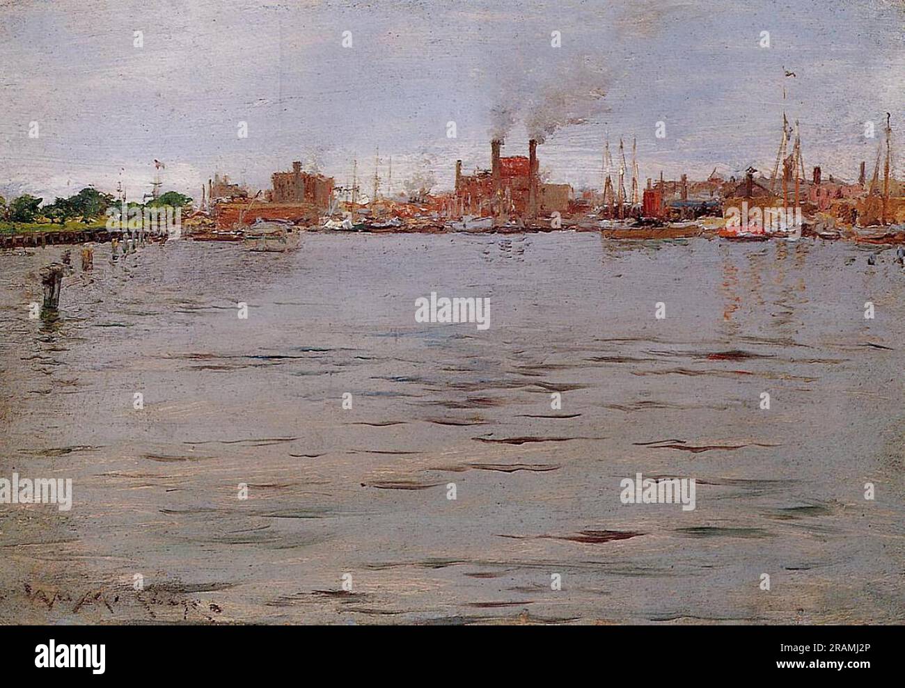 Hafenszene, Brooklyn Docks 1886 von William Merritt Chase Stockfoto