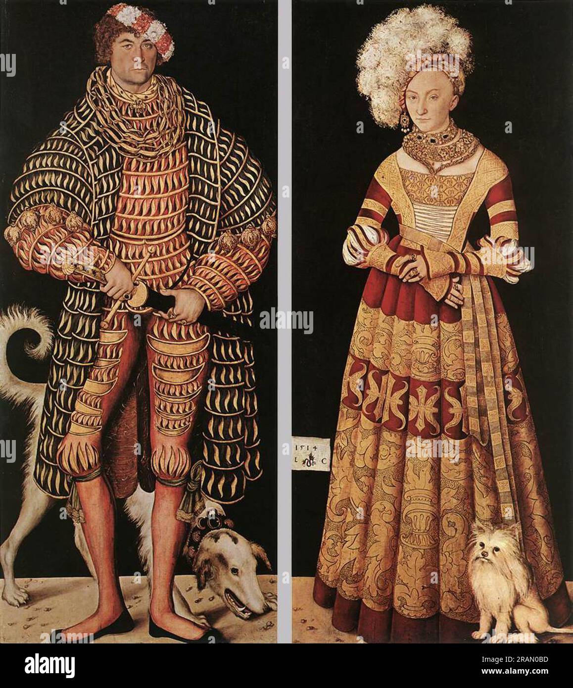 Porträts von Heinrich dem Frommen, Herzog von Sachsen und seiner Frau Katharina von Mecklenburg 1514; Deutschland von Lucas Cranach dem Ältesten Stockfoto