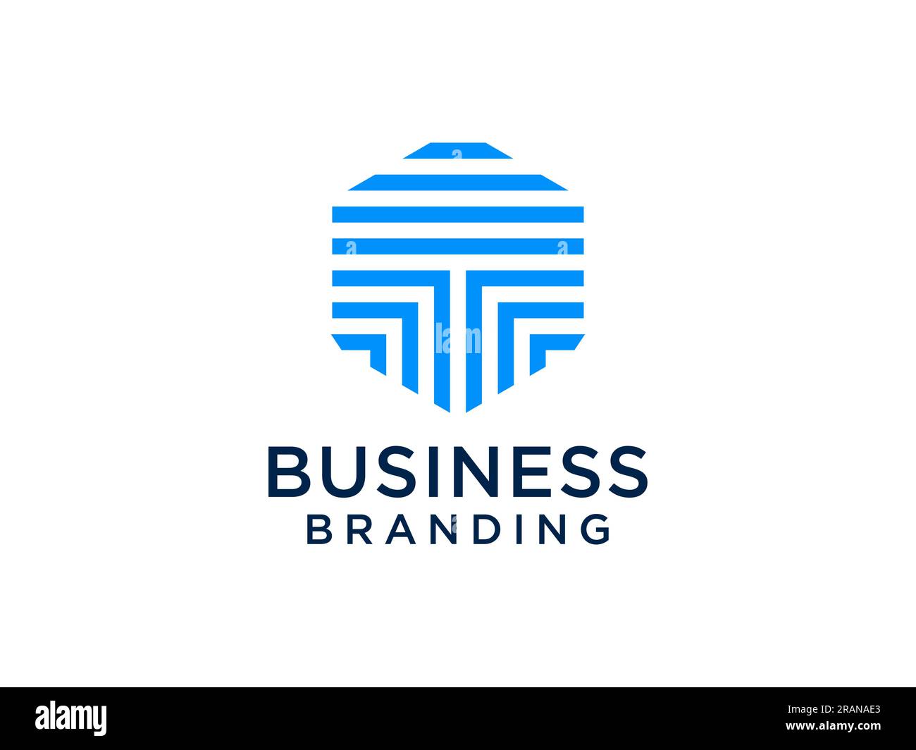 Abstraktes ursprüngliches Buchstabe-T-Logo. Blaue lineare Darstellung isoliert auf weißem Hintergrund. Verwendbar für Unternehmens-, Technologie- und Branding-Logos. Flacher Vektor - Logo D Stock Vektor