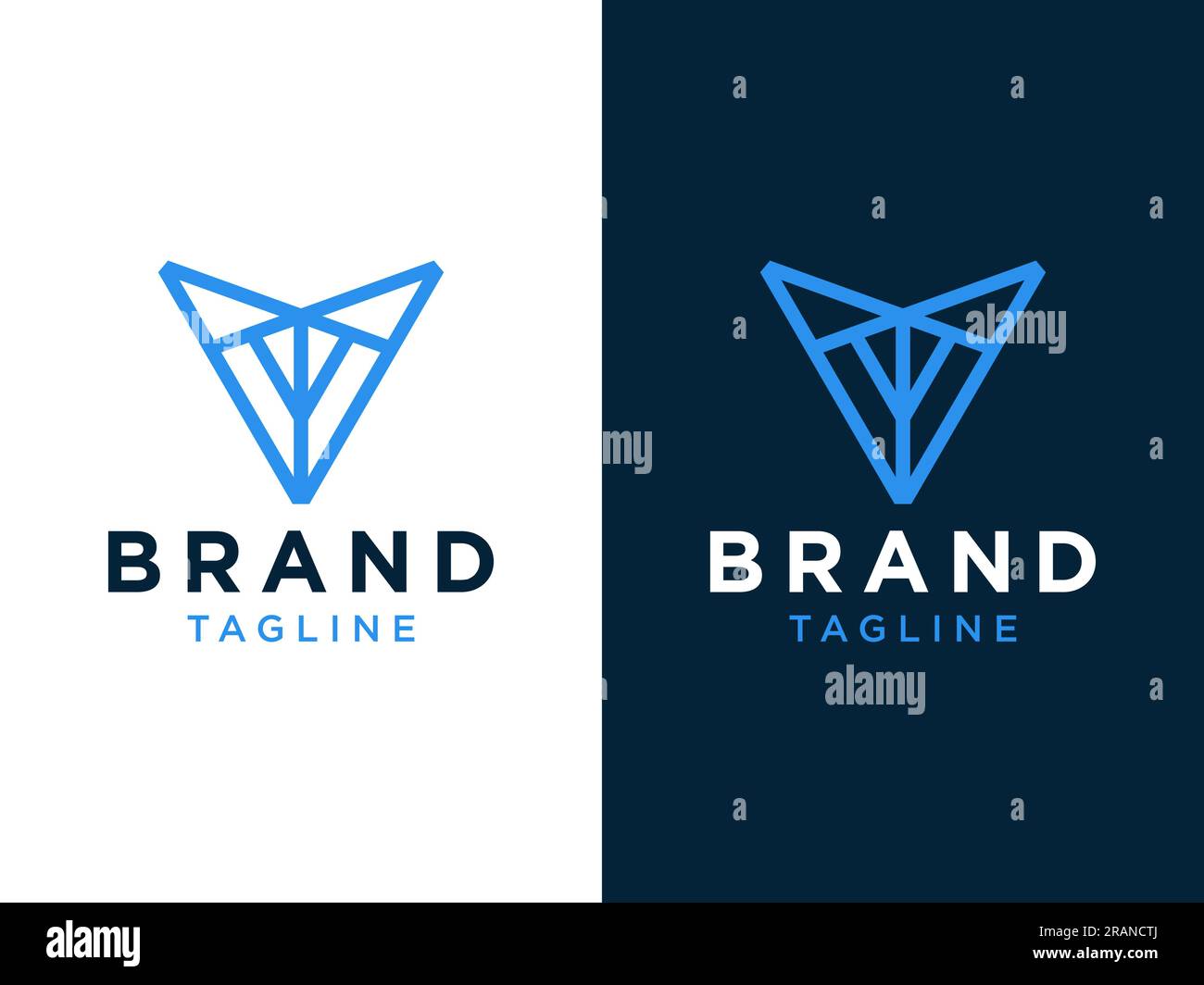 Logo mit einfachem Anfangsbuchstabe T. Personenstil der blauen geometrischen Linienform auf doppeltem Hintergrund isoliert. Verwendbar für Unternehmens- und Branding-Logos. Flacher Vecto Stock Vektor