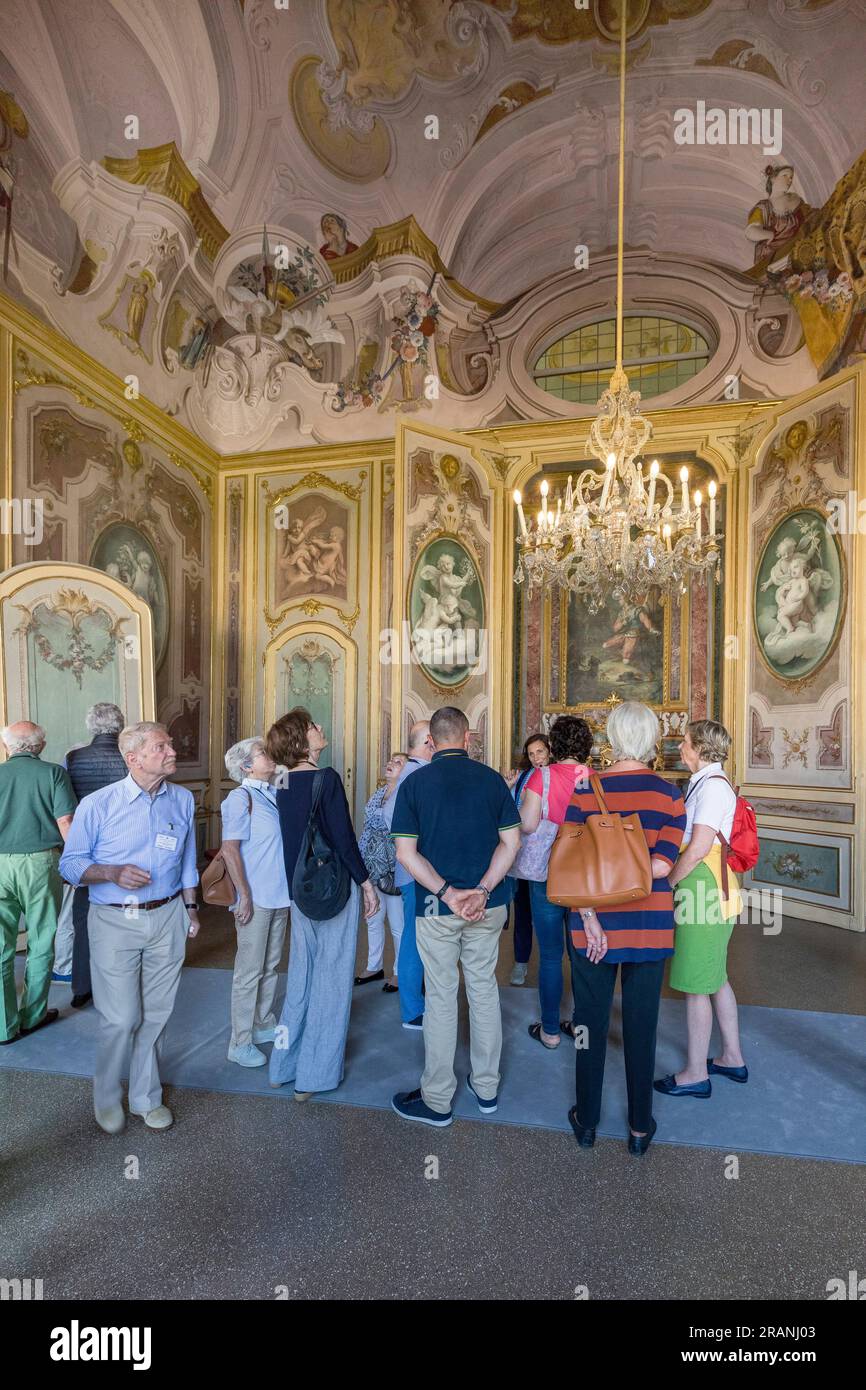 Jagdhütte Stupinigi, Stupinigi, Turin, Italien, Antikapelle und Kapelle Sant'Uberto Stockfoto