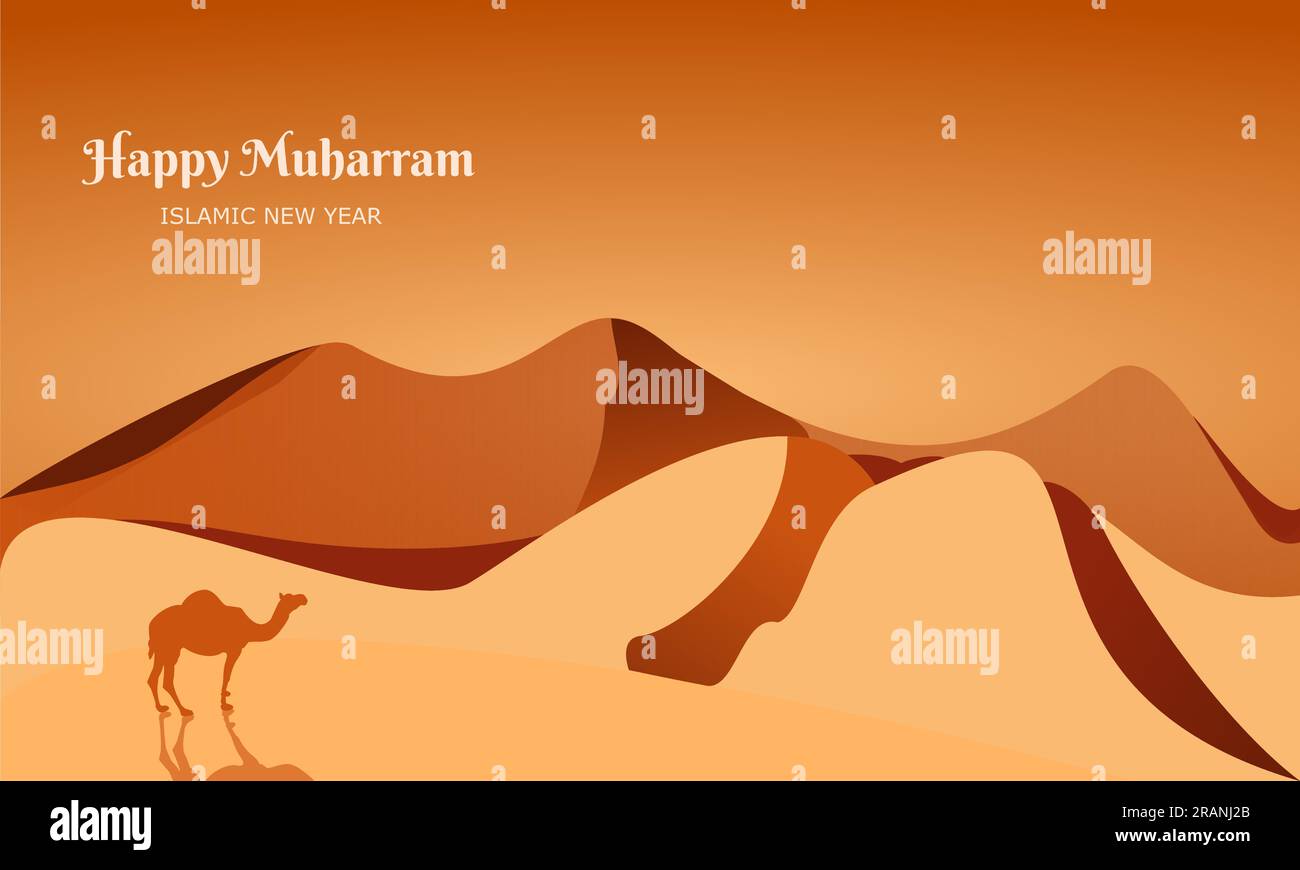 Hintergrund des islamischen Designfestivals. Happy muharram oder islamische Neujahrskunst zur Begrüßung. Frohes Hijri-Jahr. Geeignet für Tapeten Stock Vektor