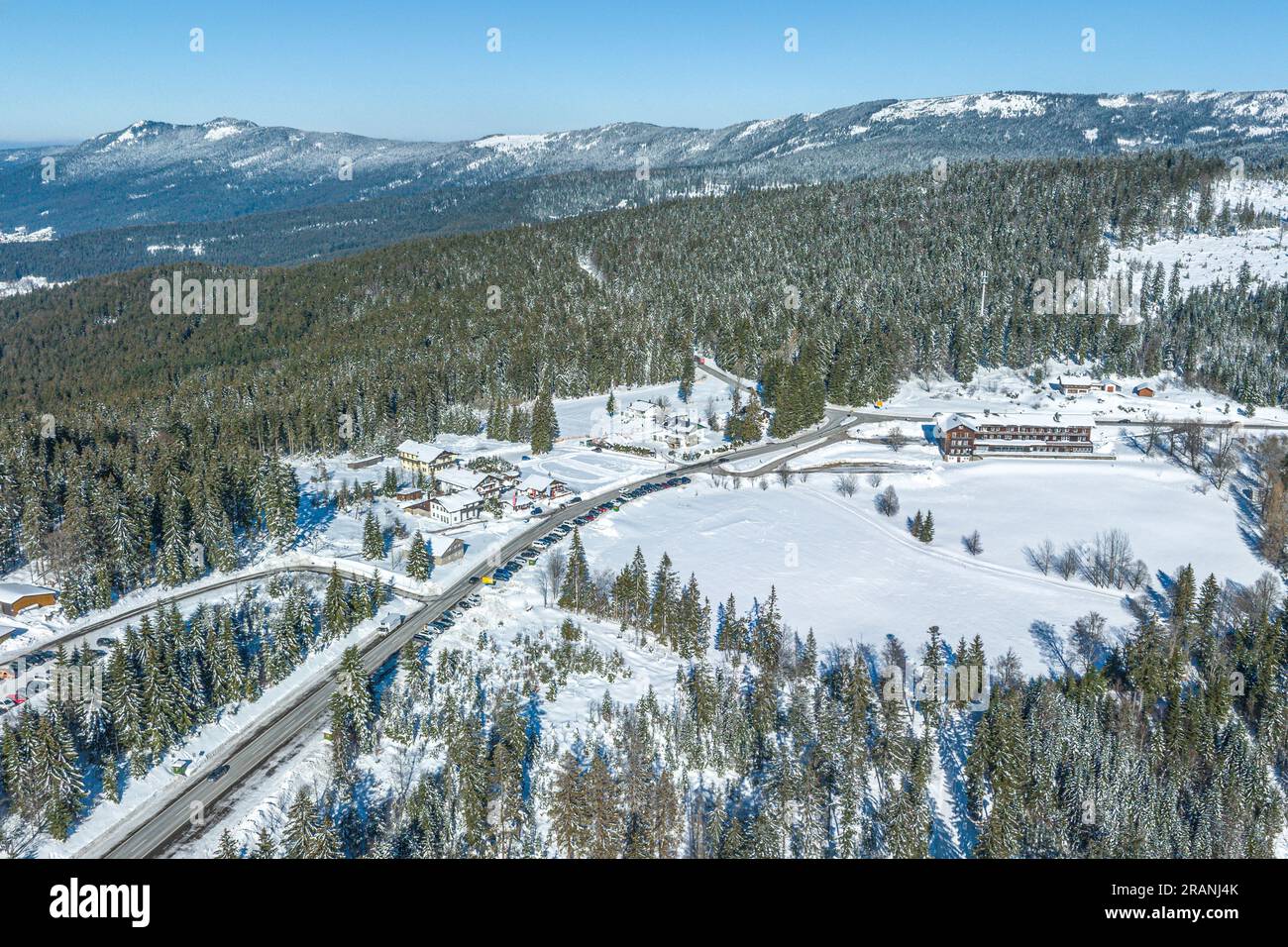 Fantastischer Wintertag im Skigebiet Großer Arber im Bayerischen Wald Stockfoto