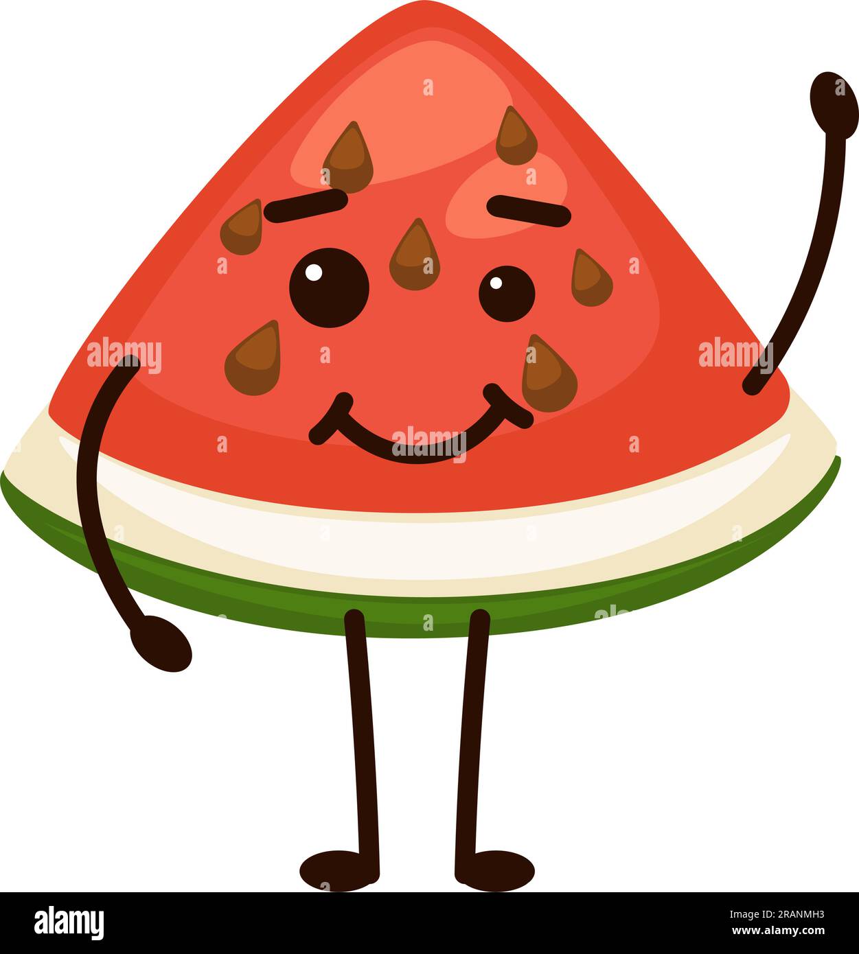 Ein Stück Wassermelone, eine Zeichentrickfigur mit Lächeln Stock Vektor