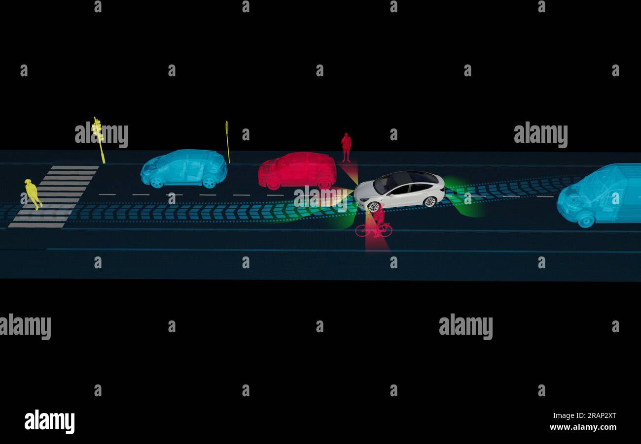 Abbildung Fahrassistenzkonzept Stockfoto