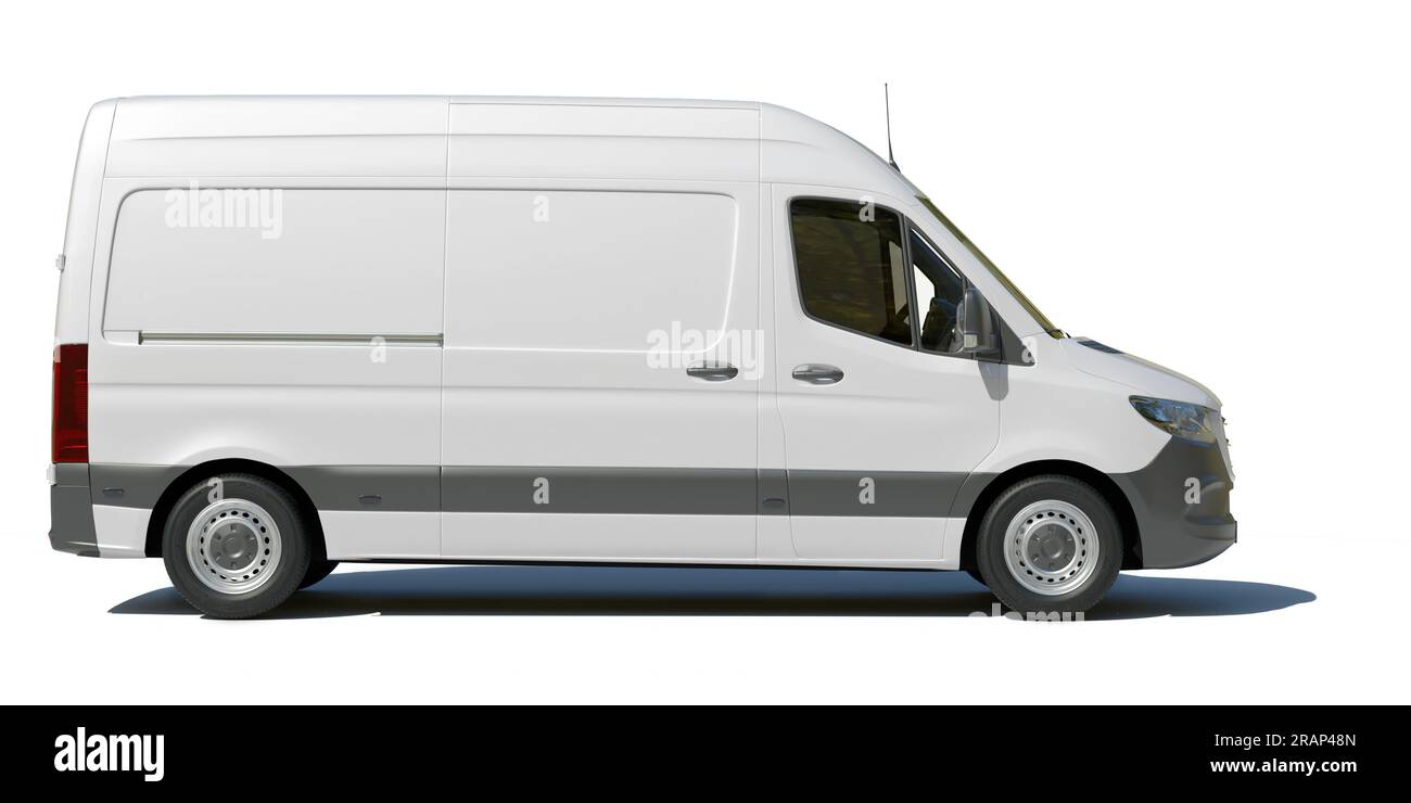 Weißer Van auf weißem Hintergrund Stockfoto
