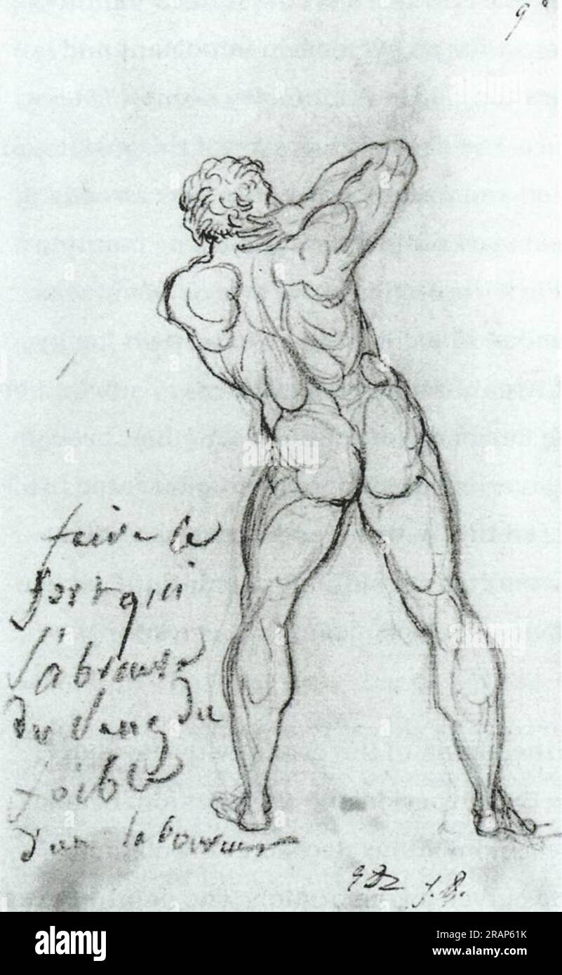 Studie nach Michelangelo 1790 von Jacques-Louis David Stockfoto