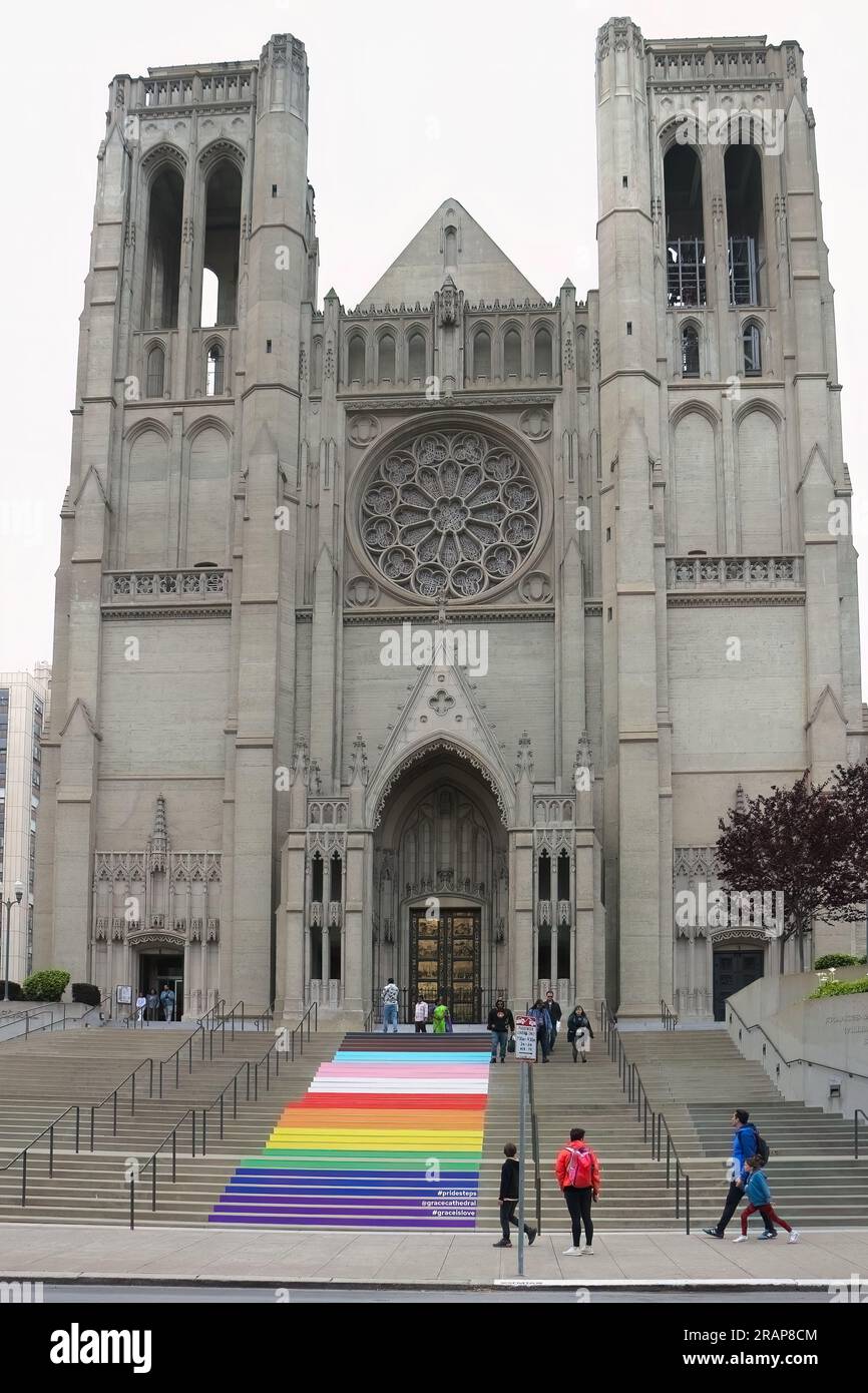 Grace Cathedral wurde 1964 1100 fertiggestellt California Street San Francisco California USA Stockfoto