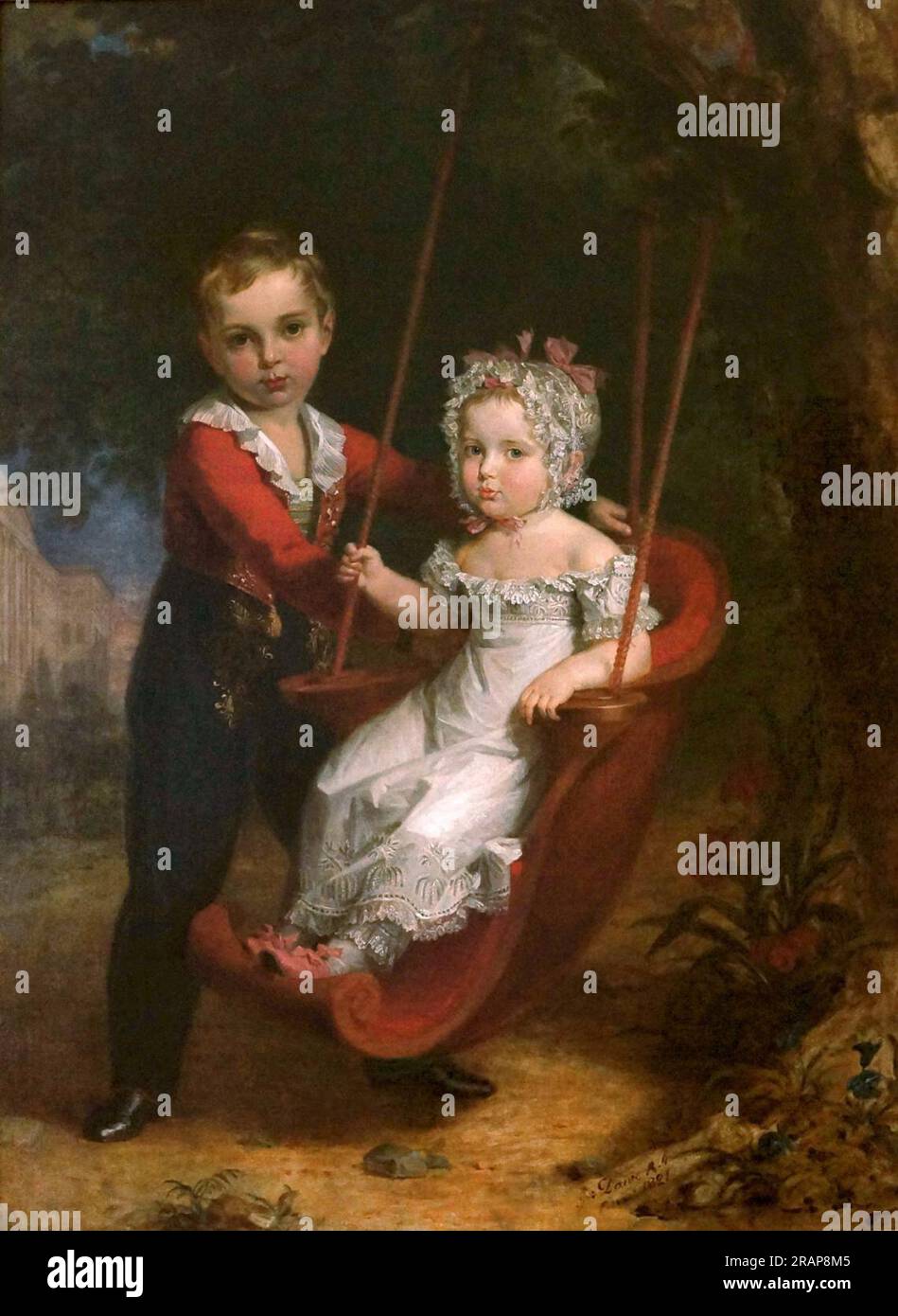 Großherzog Alexander Nikolajewitsch (zukünftiger Zar Alexander II. Von Russland) mit seiner jüngeren Schwester, Großherzogin Maria Nikolajewna 1821 von George Dawe Stockfoto
