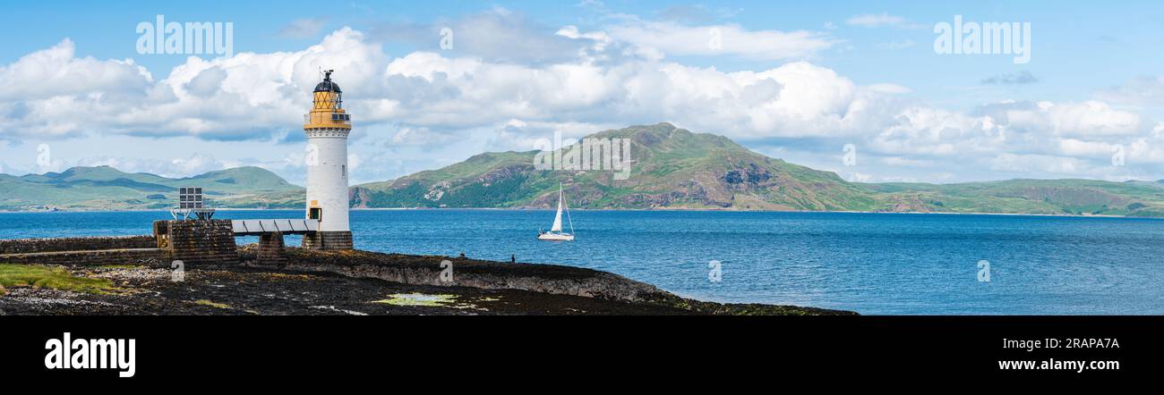 Panorama von Rubha nan Gall, Tobermory Lighthouse, Tobermory, Isle of Mull, Schottland, UK Stockfoto