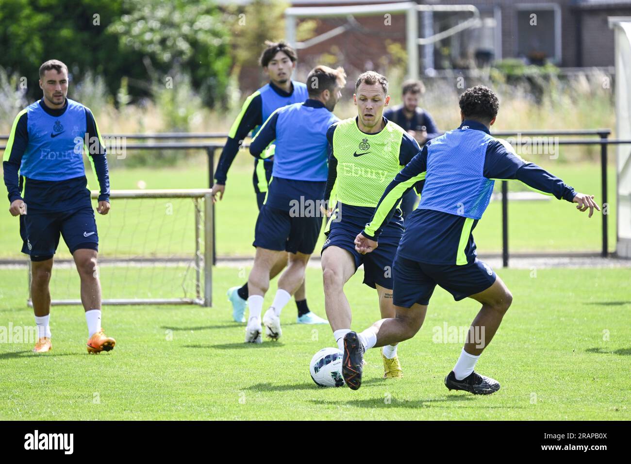 Lier, Belgien. 05. Juli 2023. Senne Lynen von der Union wurde während eines Trainings der belgischen Fußballmannschaft Royale Union Saint-Gilloise in Aktion gezeigt, vor der Saison 2023-2024, Mittwoch, den 05. Juli 2023 in Lier. BELGA FOTO TOM GOYVAERTS Kredit: Belga News Agency/Alamy Live News Stockfoto