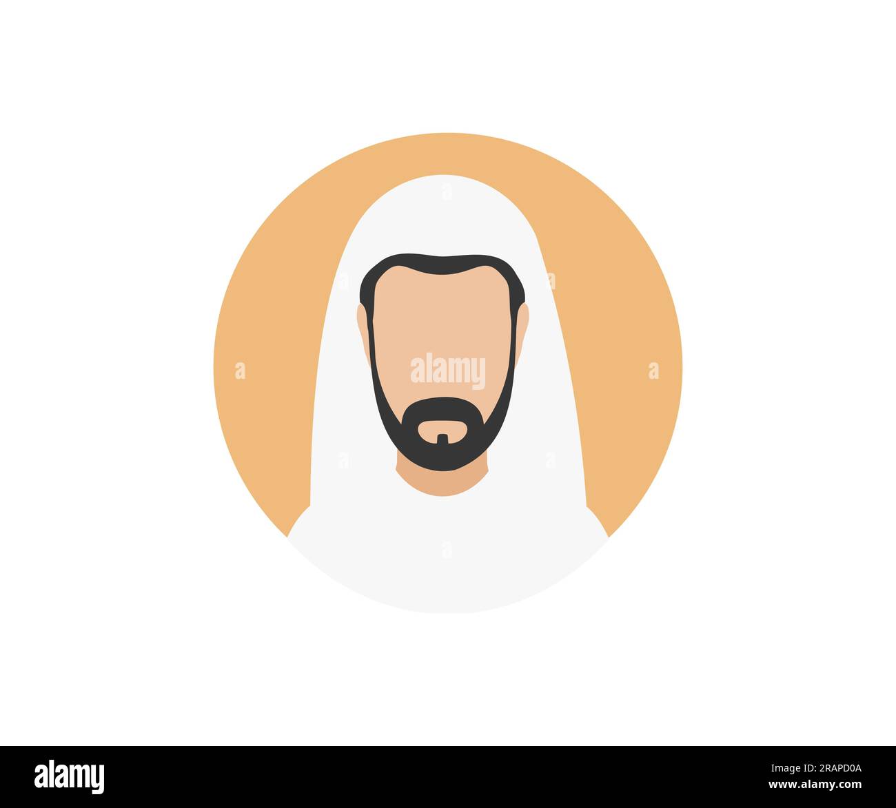 Logo mit Bart und arabischem Mann. Eine Ikone arabischer Männer in traditioneller Kleidung, Vektordesign und Illustration. Stock Vektor