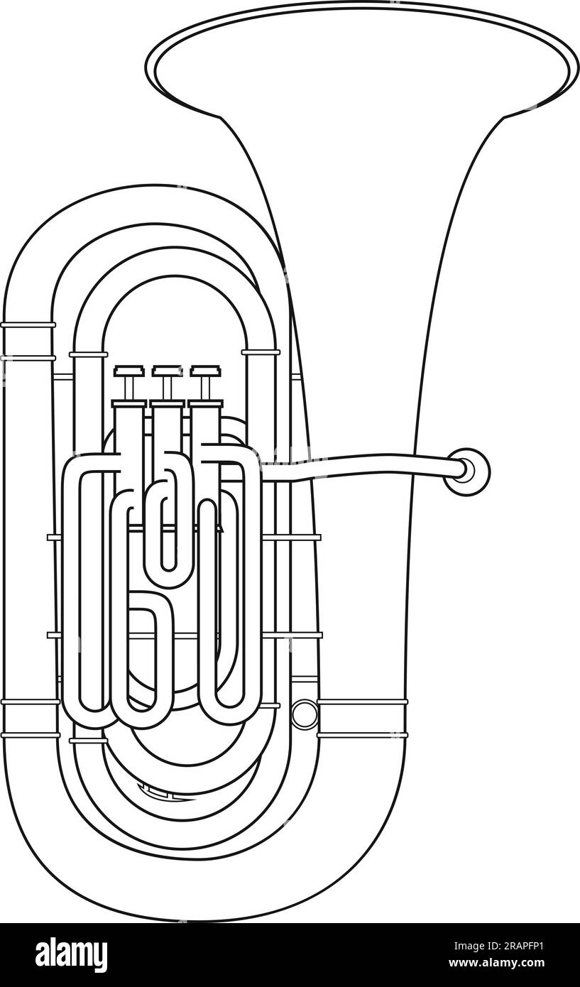 Leicht zu färbender Cartoon-Vektor Darstellung einer isolierten Tuba auf weißem Hintergrund Stock Vektor