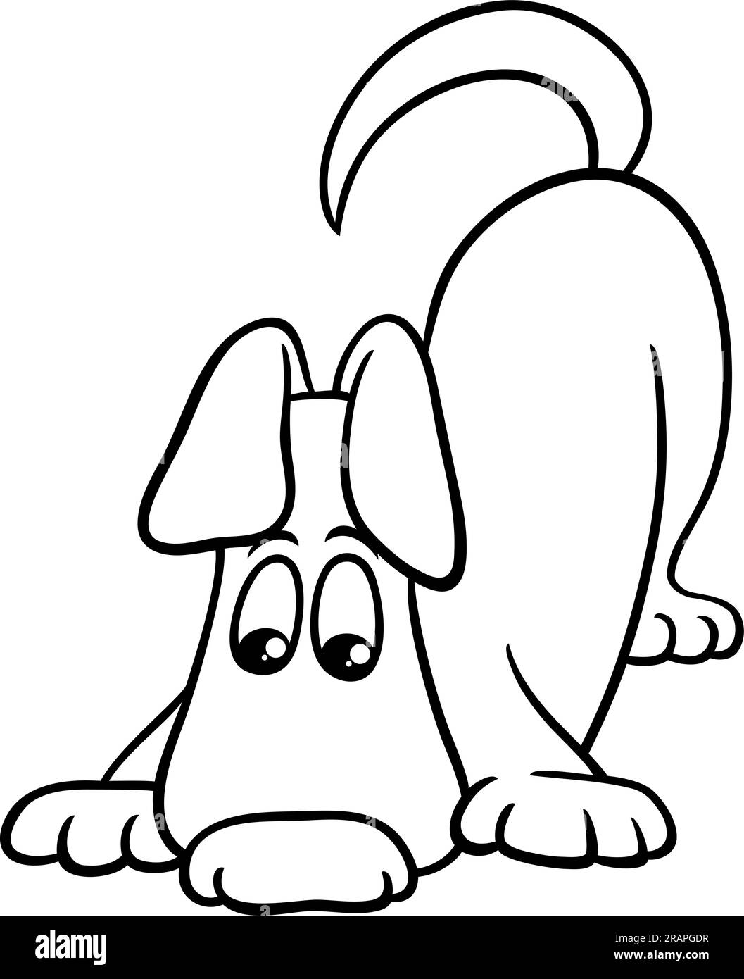Schwarz-weiß-Cartoon-Darstellung einer lustigen Schnüffelhund-Comic-Tiermalseite Stock Vektor