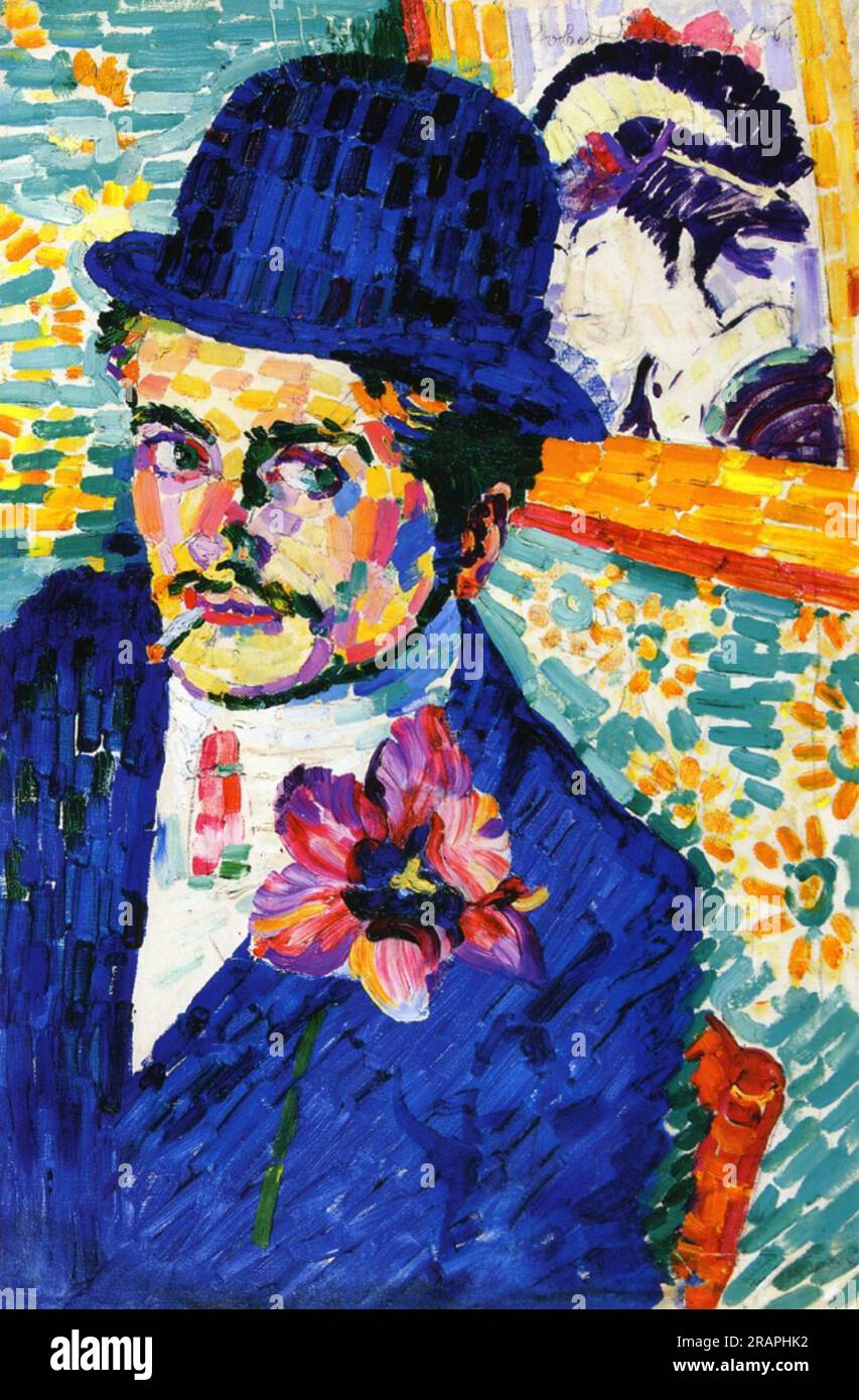 Mann mit einer Tulpe (auch bekannt als Portrait von Jean Metzinger) 1906 von Robert Delaunay Stockfoto