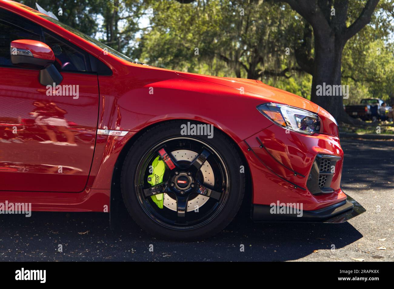 Red subaru wrx sti Sportwagen Stockfoto