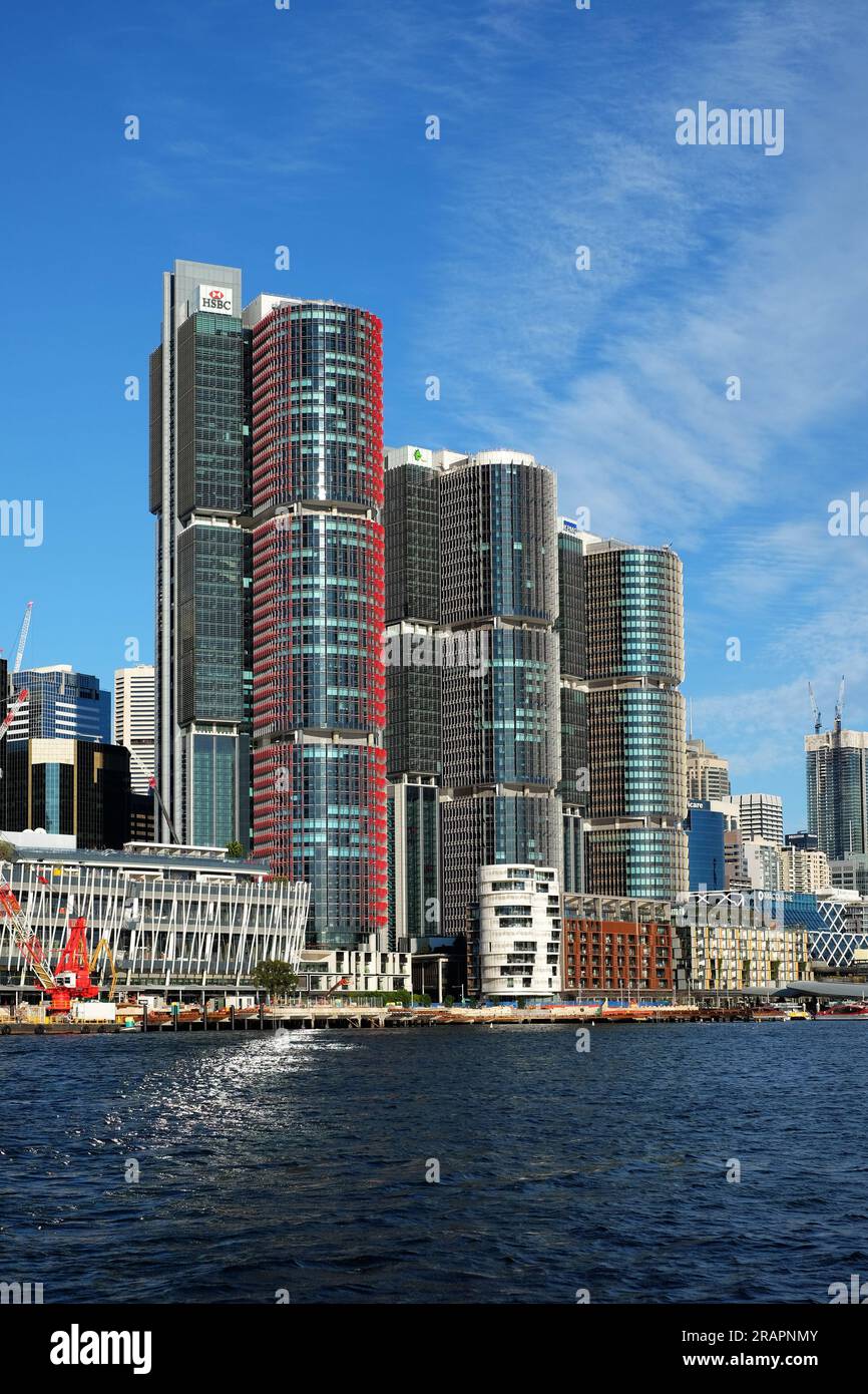 International Towers Sydney at Barangaroo, Commercial and Residential Harbourfront Development, Sydney, Australien. Stockfoto