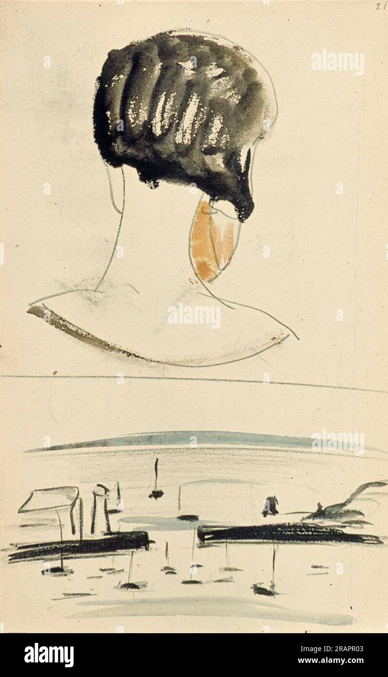 Nelly van Doesburg von hinten gesehen und eine Hafenszene 1924; Deutschland von Theo van Doesburg Stockfoto