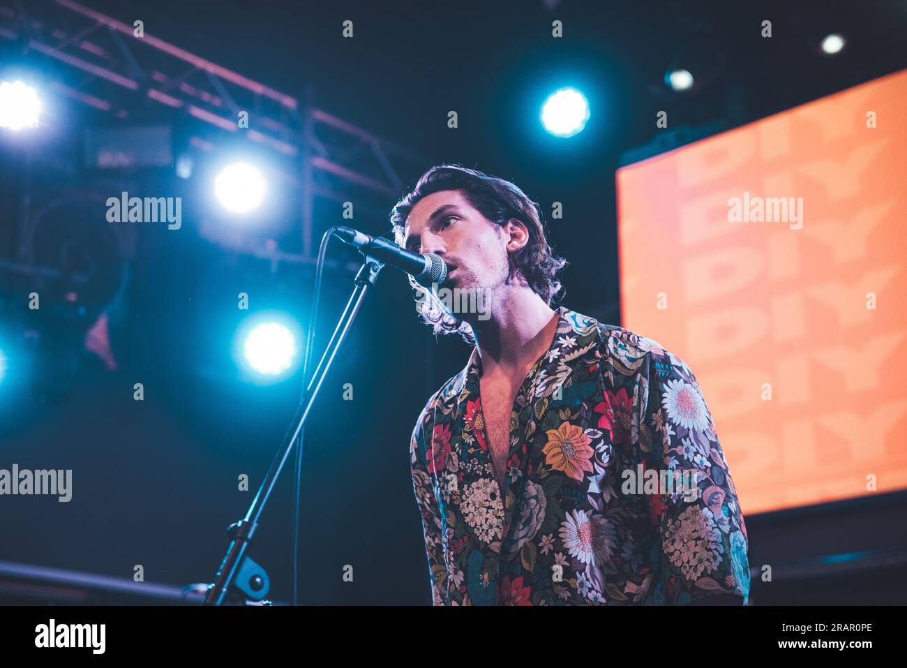 Oliver Nagy trat am 4. Mai 2019 mit der Wide Eyed Boy Band beim Liverpool Sound City Festival in Großbritannien auf Stockfoto