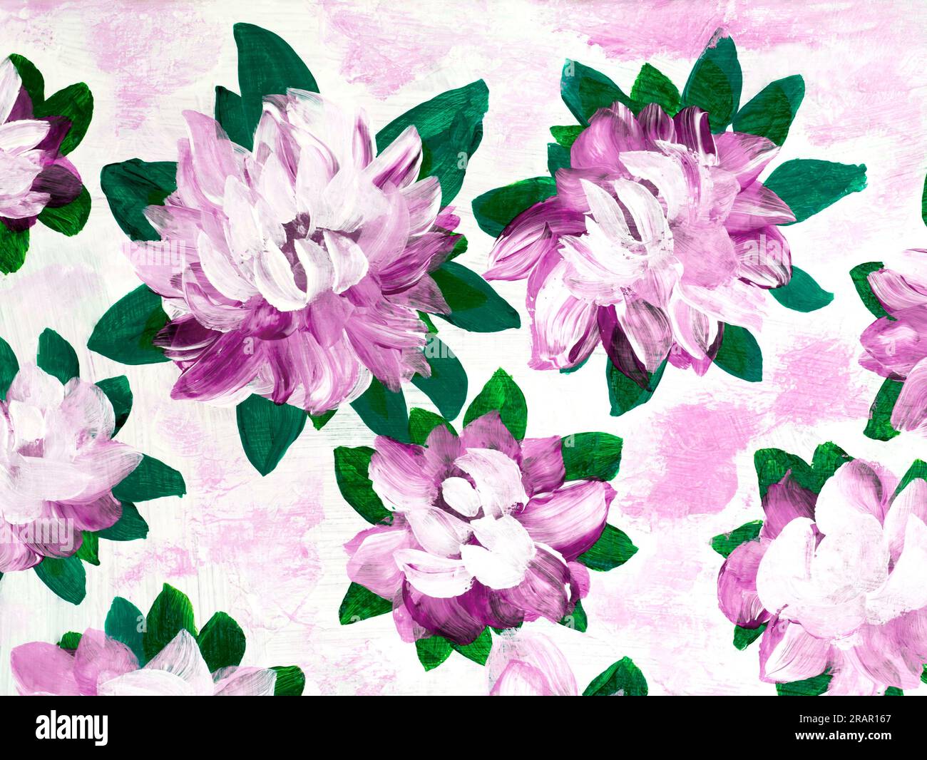 Violette abstrakte Blumen, handgemalt, impressionistischer Stil, Farbtextur, Pinselstriche von Farbe, Kunsthintergrund. Moderne Kunst. Zeitgenössisches A Stockfoto