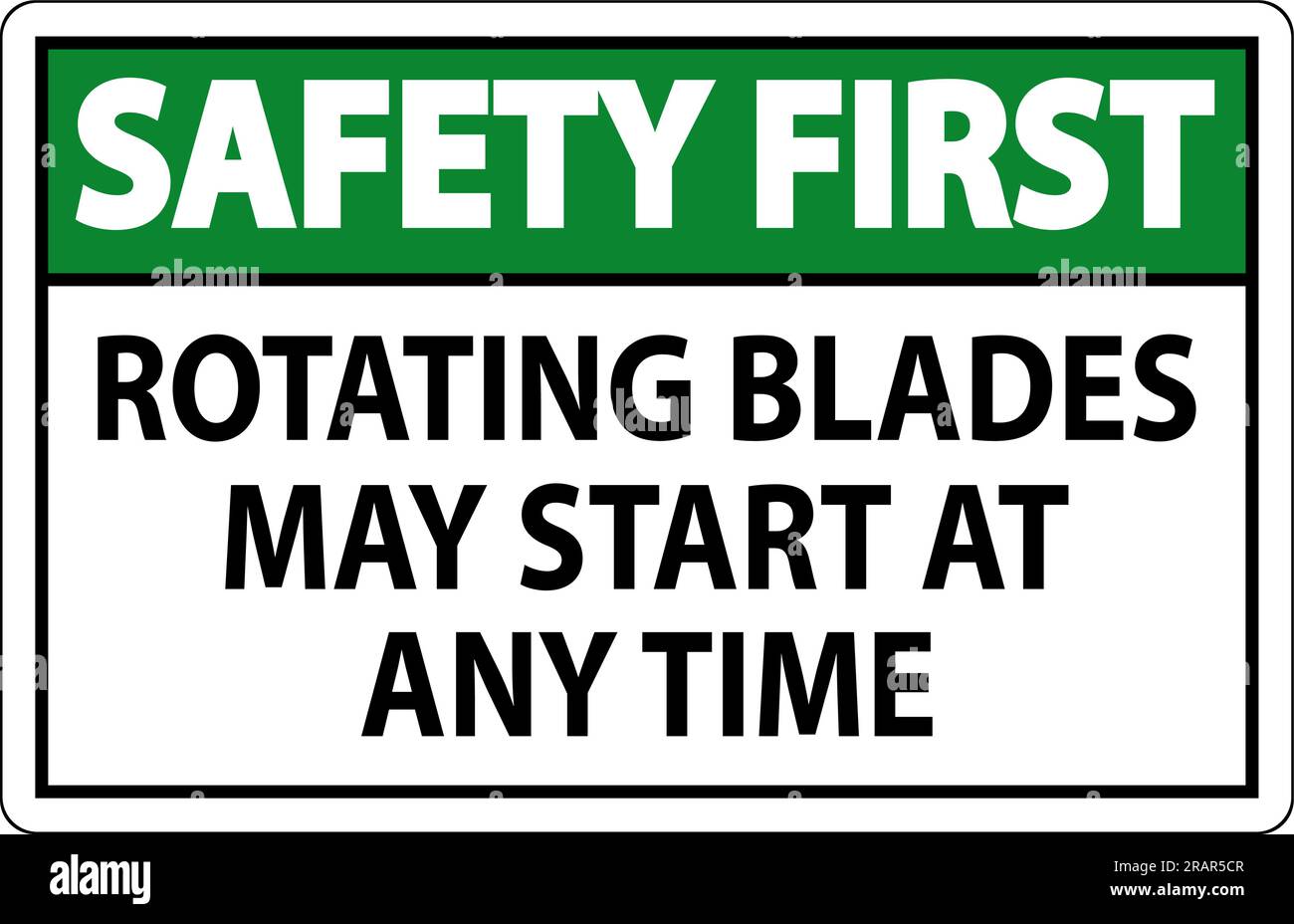 „Safety First Sign“-Rotationsmesser Können Jederzeit Starten Stock Vektor