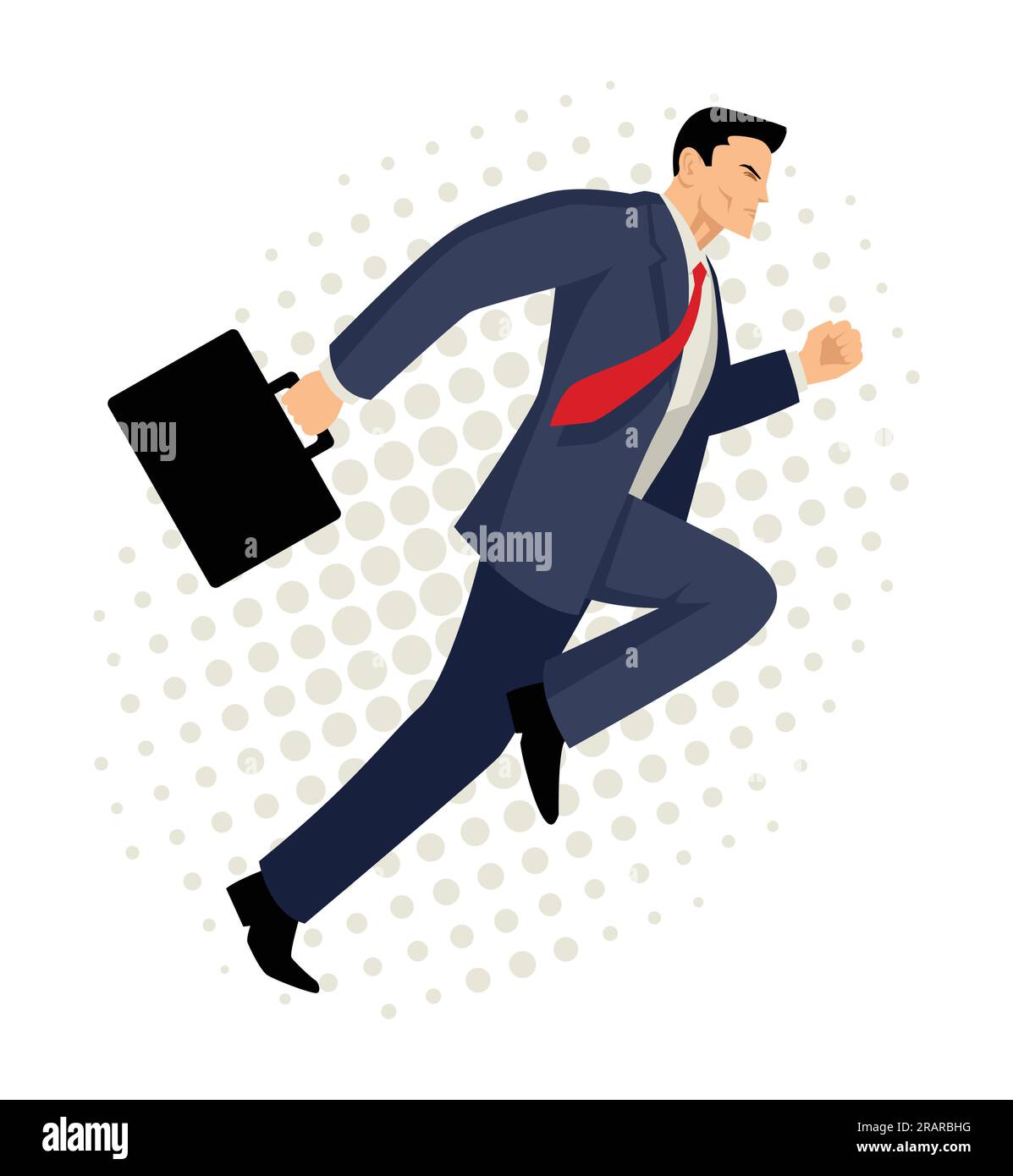 Cartoon-Illustration eines Geschäftsmannes, der mit Aktentasche, Business, energischem, dynamischem Konzept läuft Stock Vektor