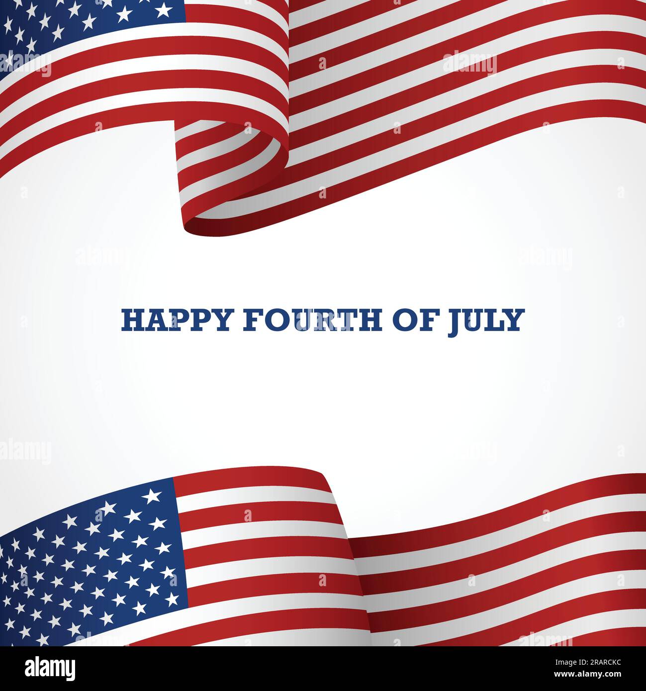 Dekoration der Vereinigten Staaten von Amerika Insignien auf weiß mit dem Wort Happy Fourth Vom Juli Stock Vektor